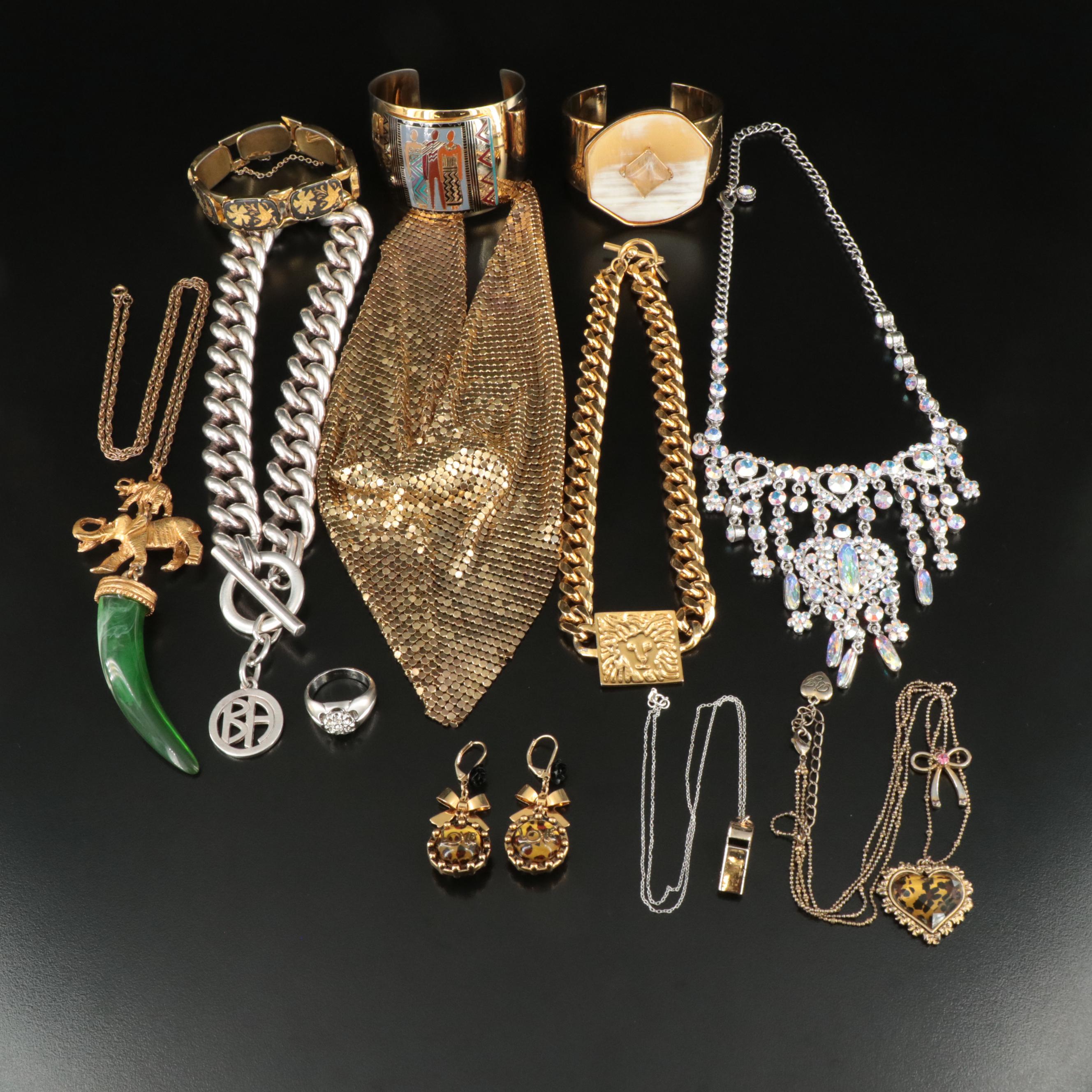 Jewelry Collection Featuring Betsey Johnson, Rhinestone and Damascene