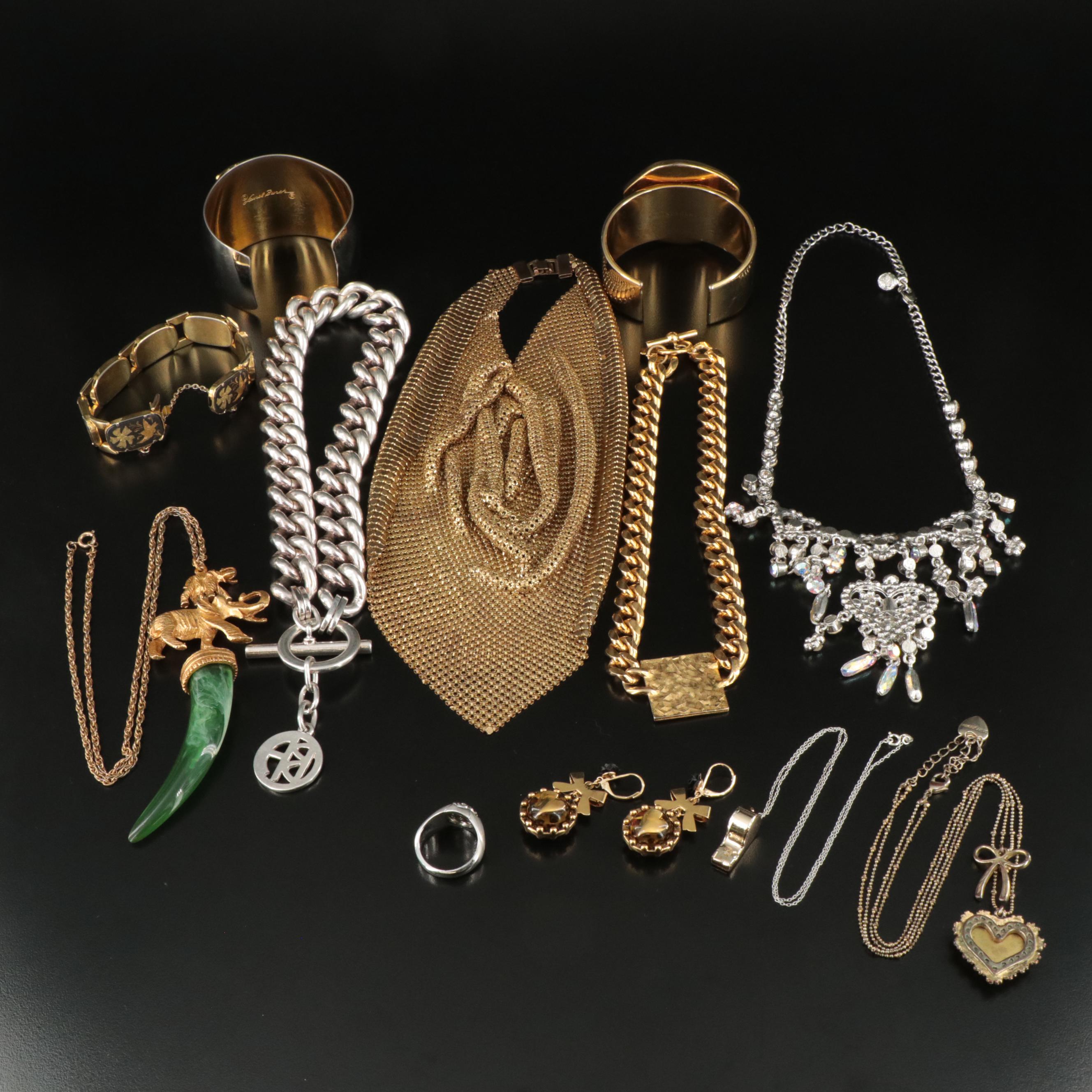 Jewelry Collection Featuring Betsey Johnson, Rhinestone and Damascene