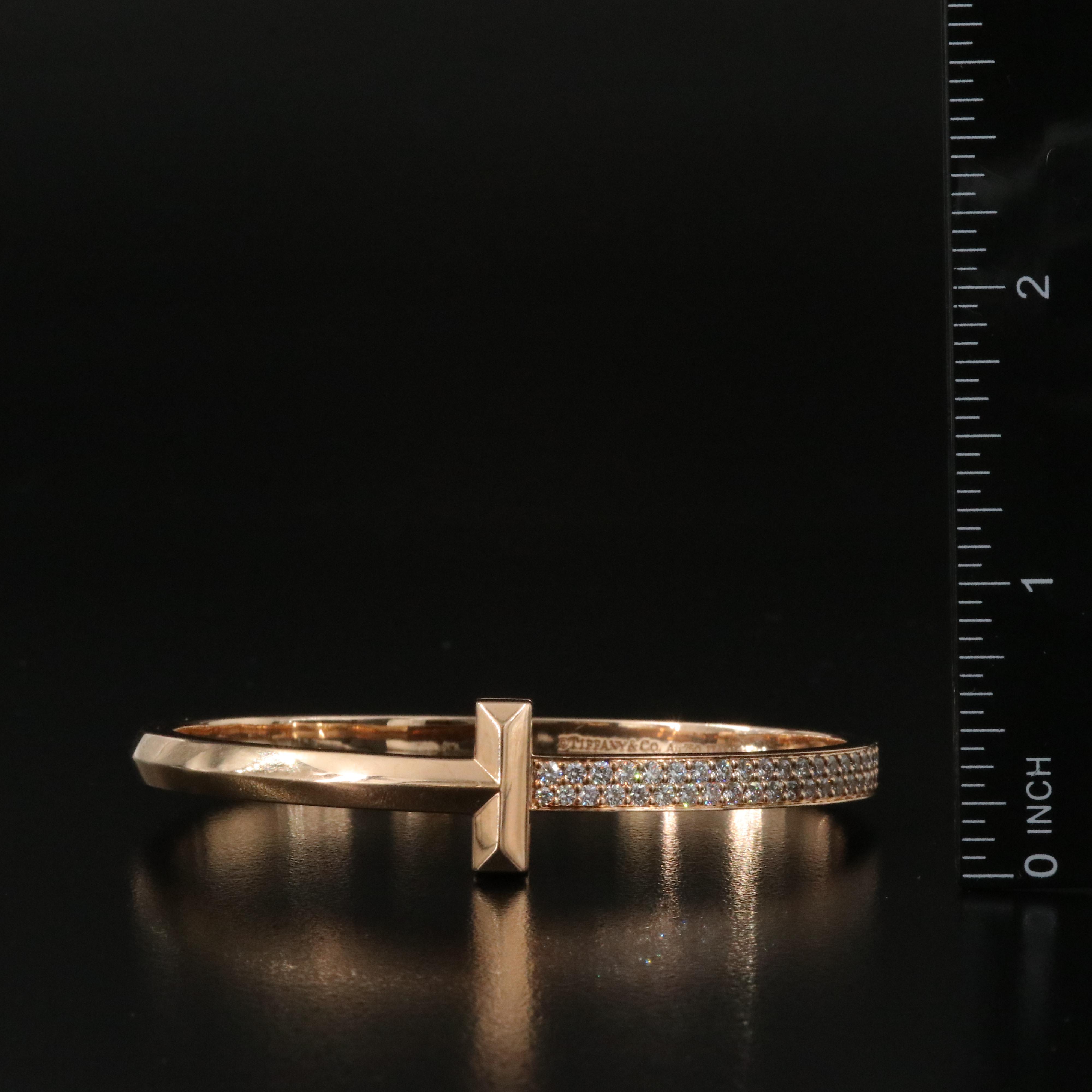 Tiffany & Co. "T" T1 18K Rose Gold and 2.36 CTW Diamond Hinged Bracelet