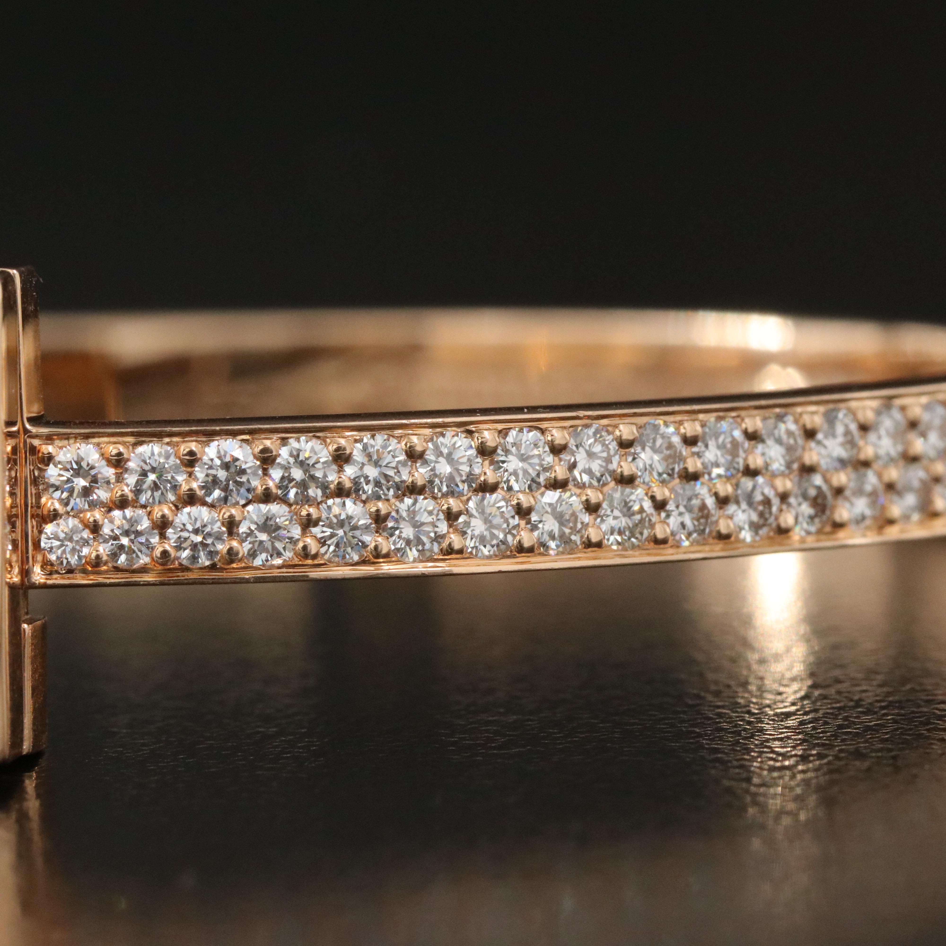 Tiffany & Co. "T" T1 18K Rose Gold and 2.36 CTW Diamond Hinged Bracelet