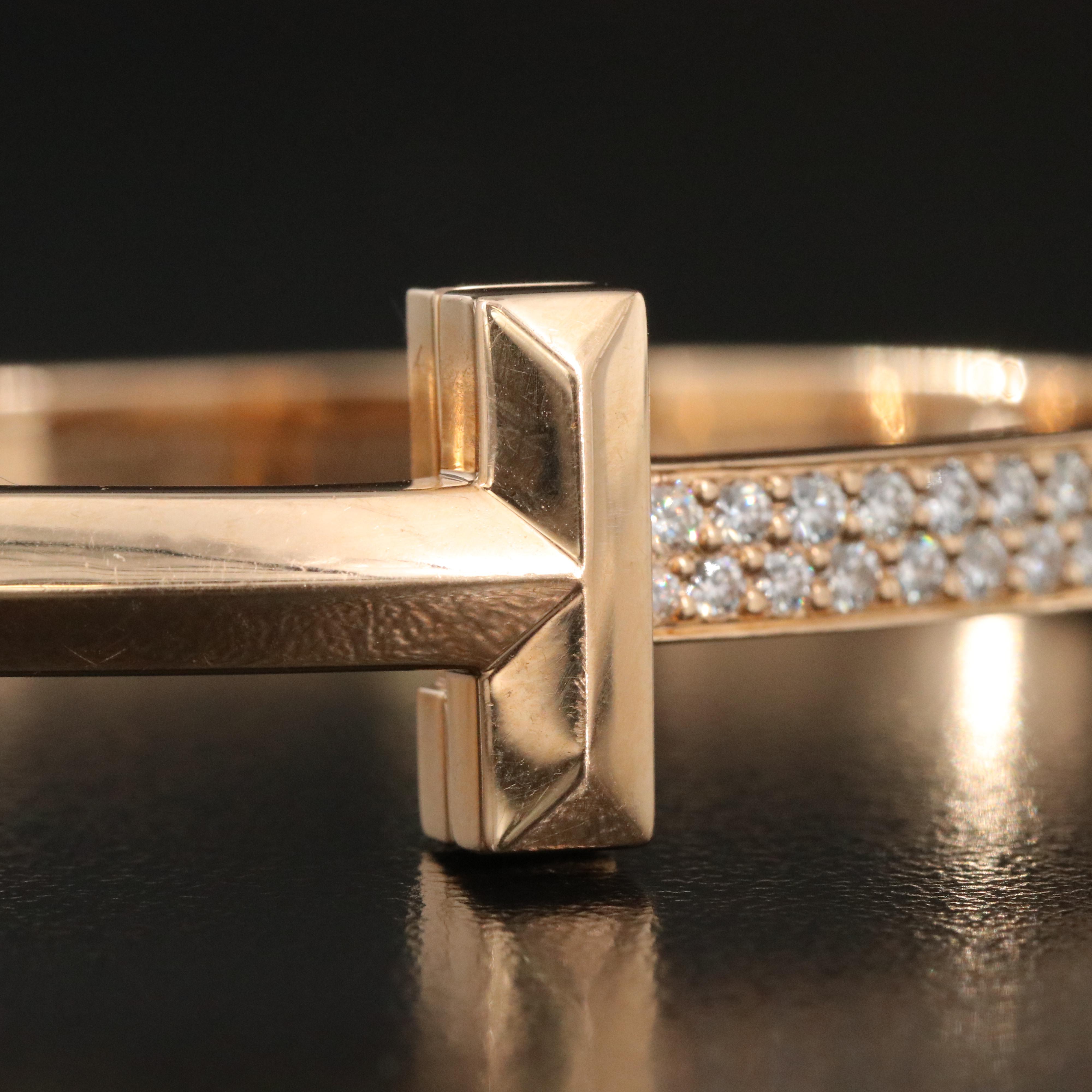 Tiffany & Co. "T" T1 18K Rose Gold and 2.36 CTW Diamond Hinged Bracelet