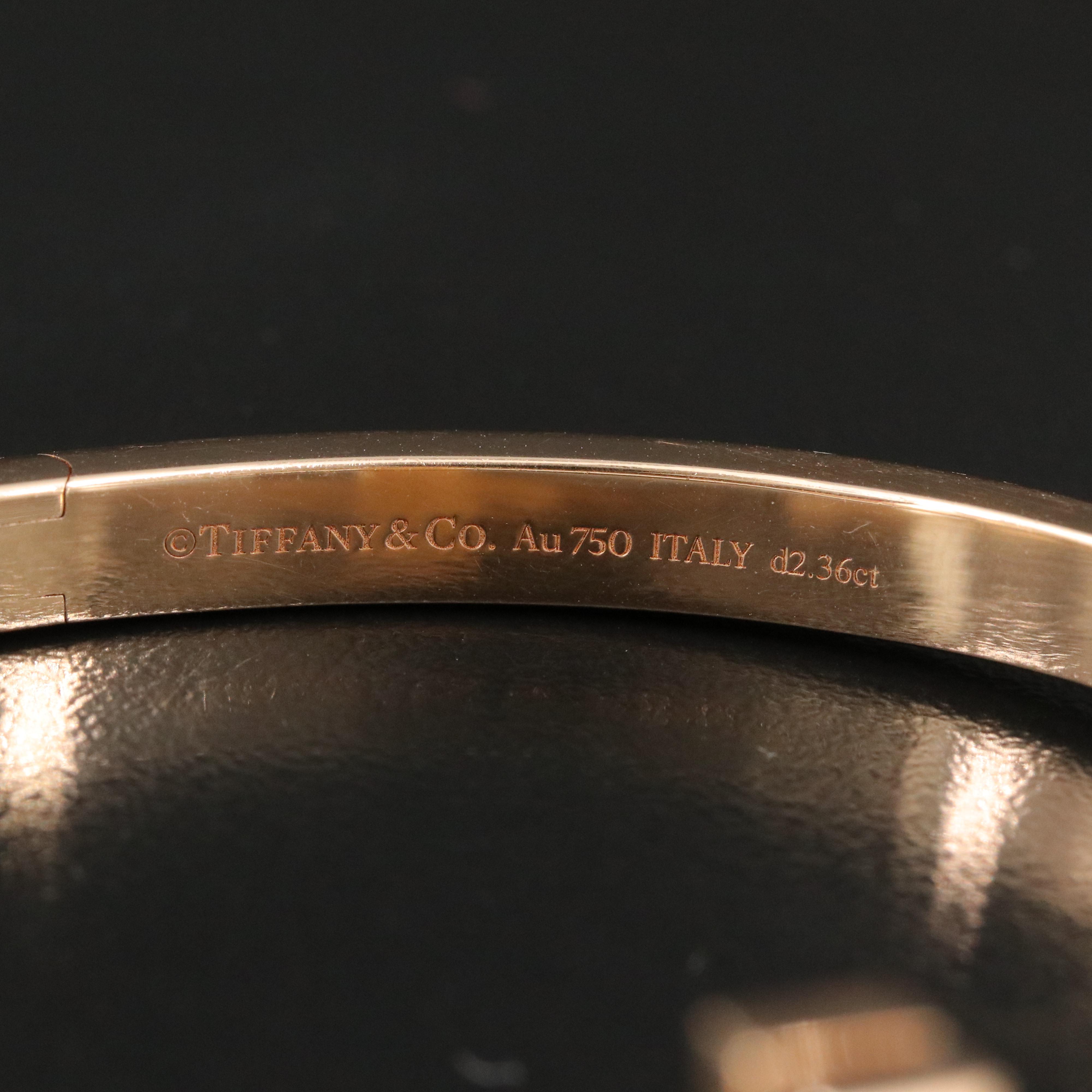 Tiffany & Co. "T" T1 18K Rose Gold and 2.36 CTW Diamond Hinged Bracelet