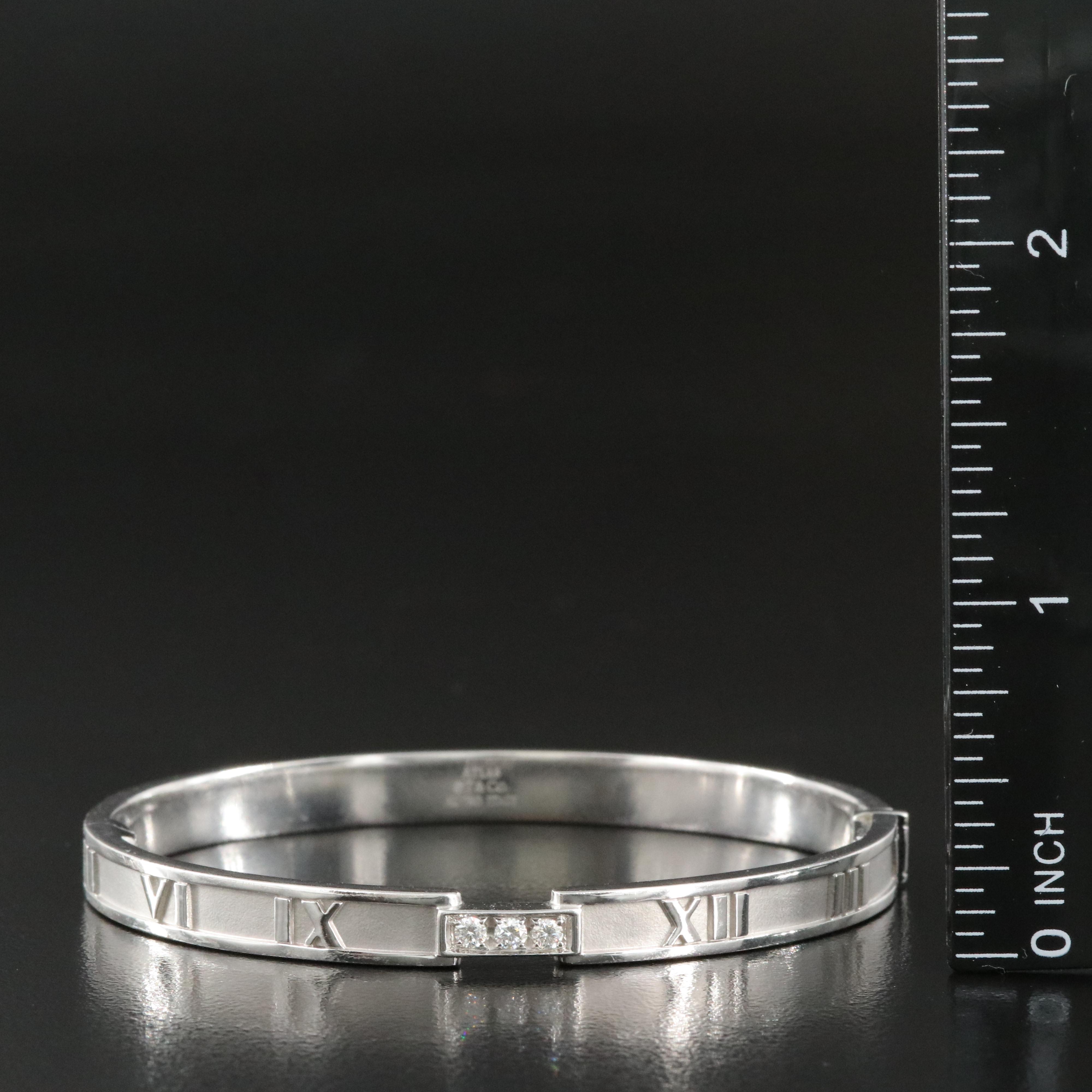Tiffany & Co. Atlas 18K Hinged Bracelet with Diamond Accents