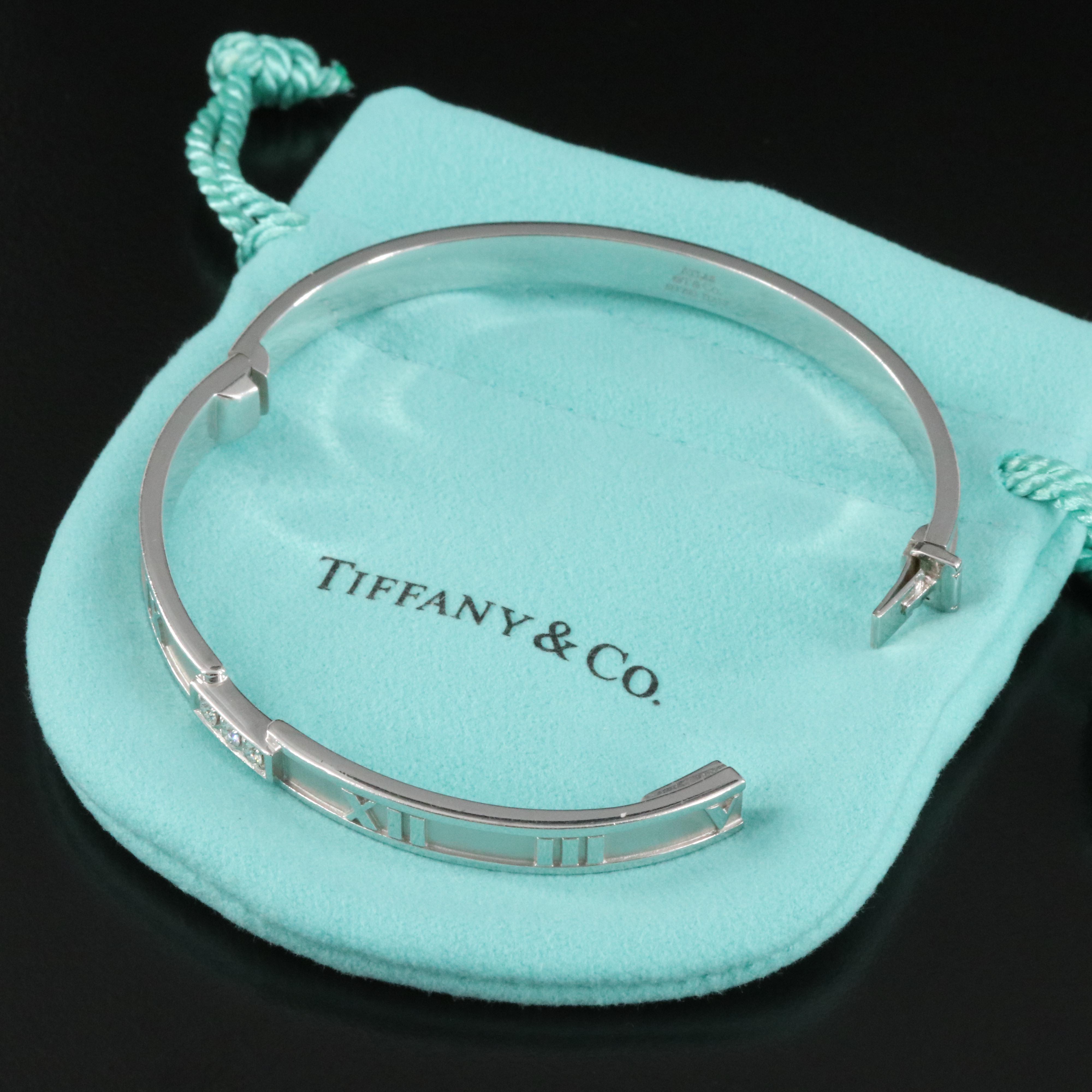 Tiffany & Co. Atlas 18K Hinged Bracelet with Diamond Accents
