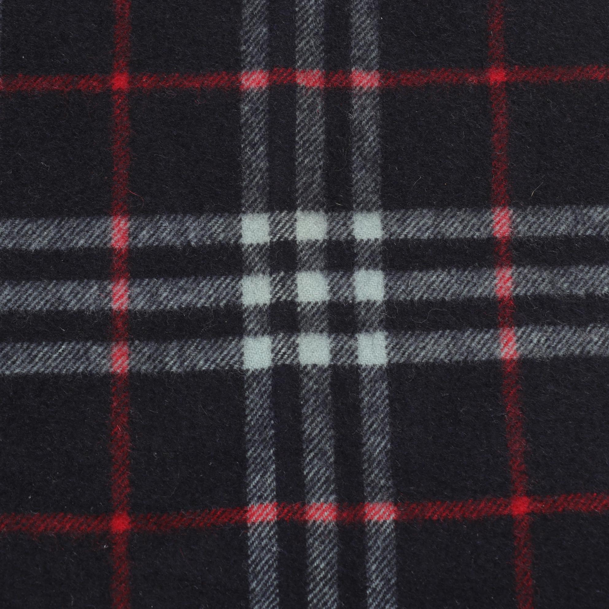 Burberry London Navy Blue Cashmere Fringed Scarf in House Check