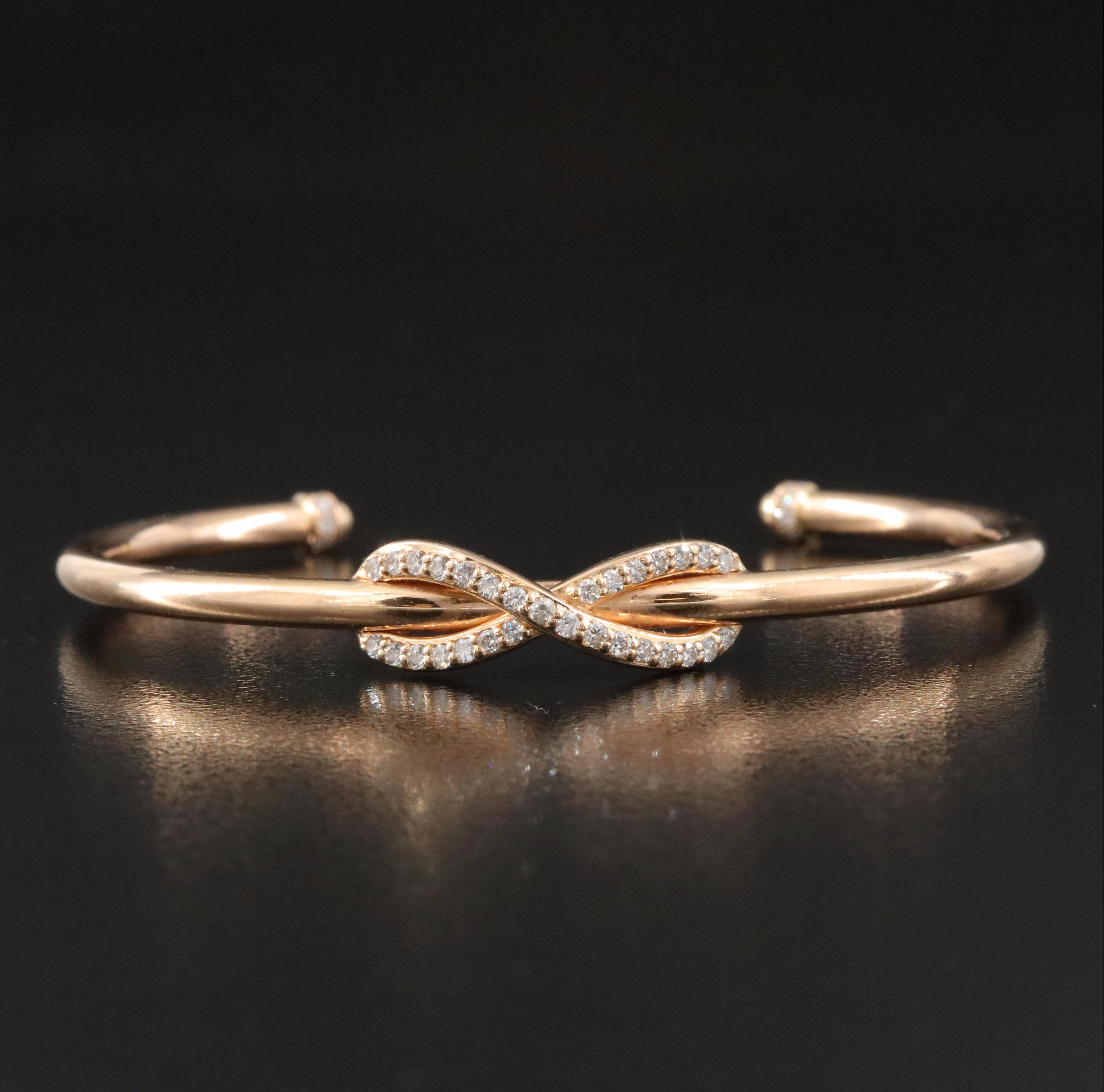 Tiffany & Co. Infinity 18K 0.48 CTW Diamond Rose Gold Cuff Bracelet