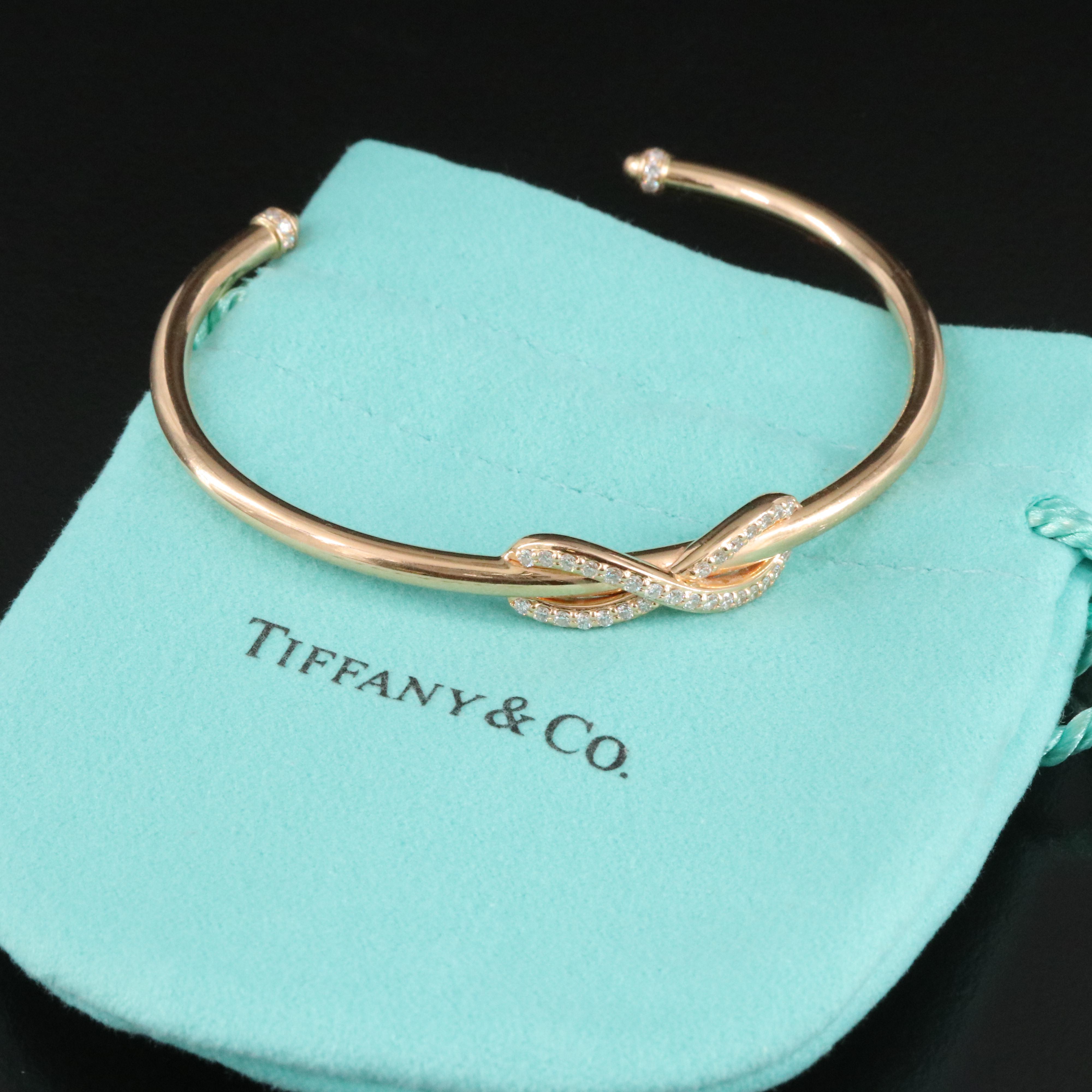 Tiffany & Co. Infinity 18K 0.48 CTW Diamond Rose Gold Cuff Bracelet