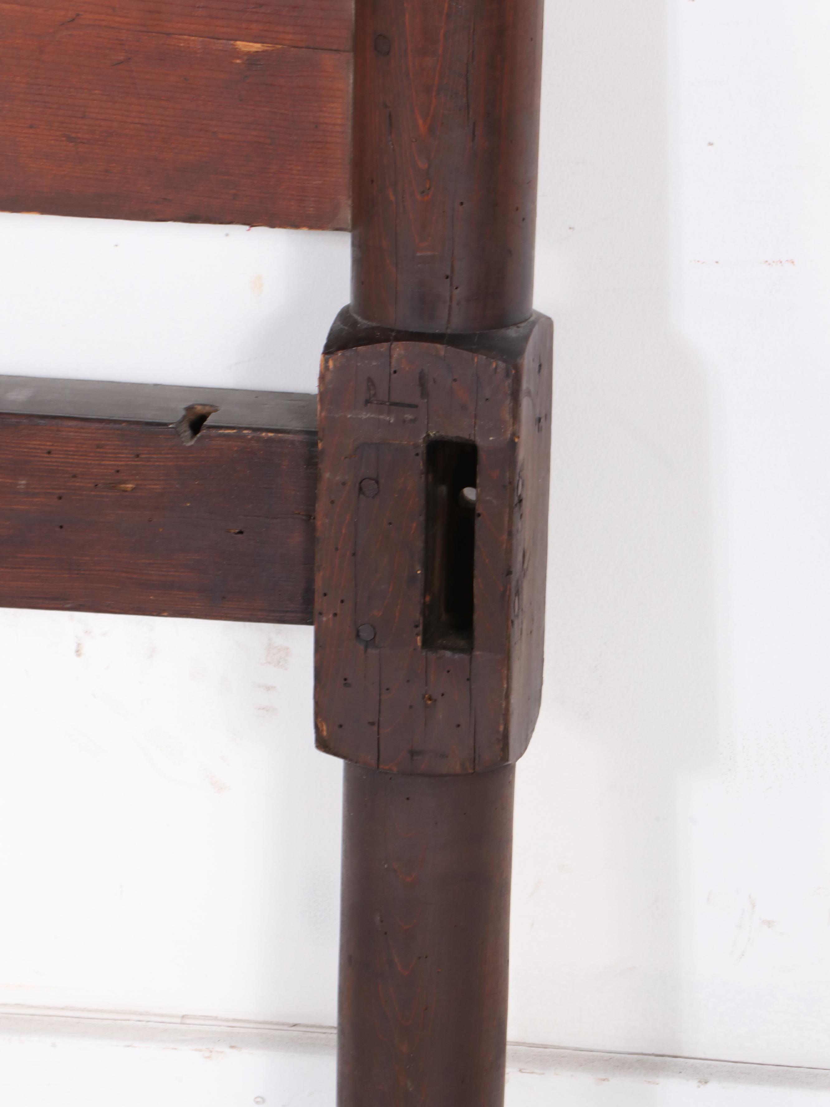 1850s American Federal Style Rope Bed Frame with Wooden Mattress Platform