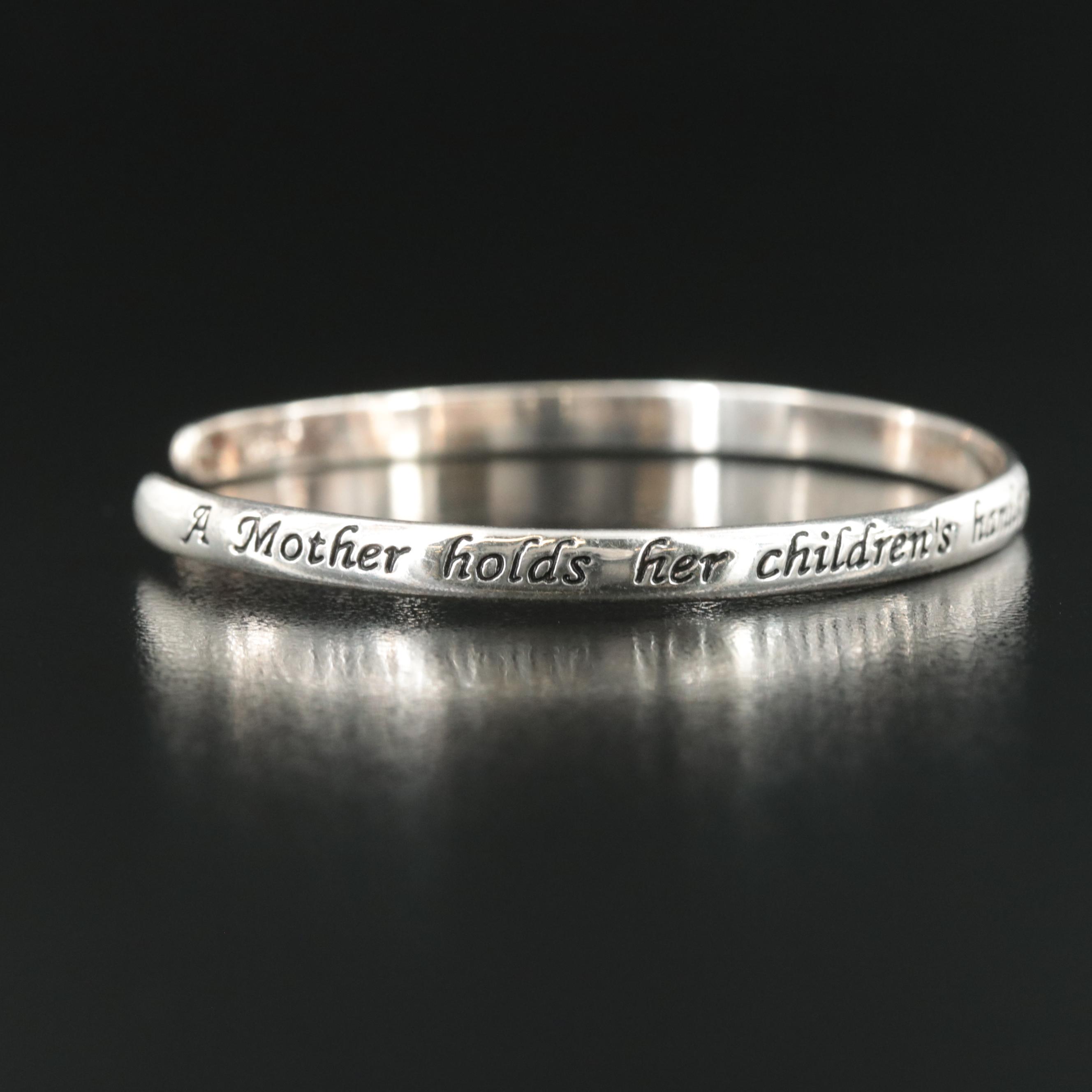 Sterling "Mother's Quote" Cuff Bracelet