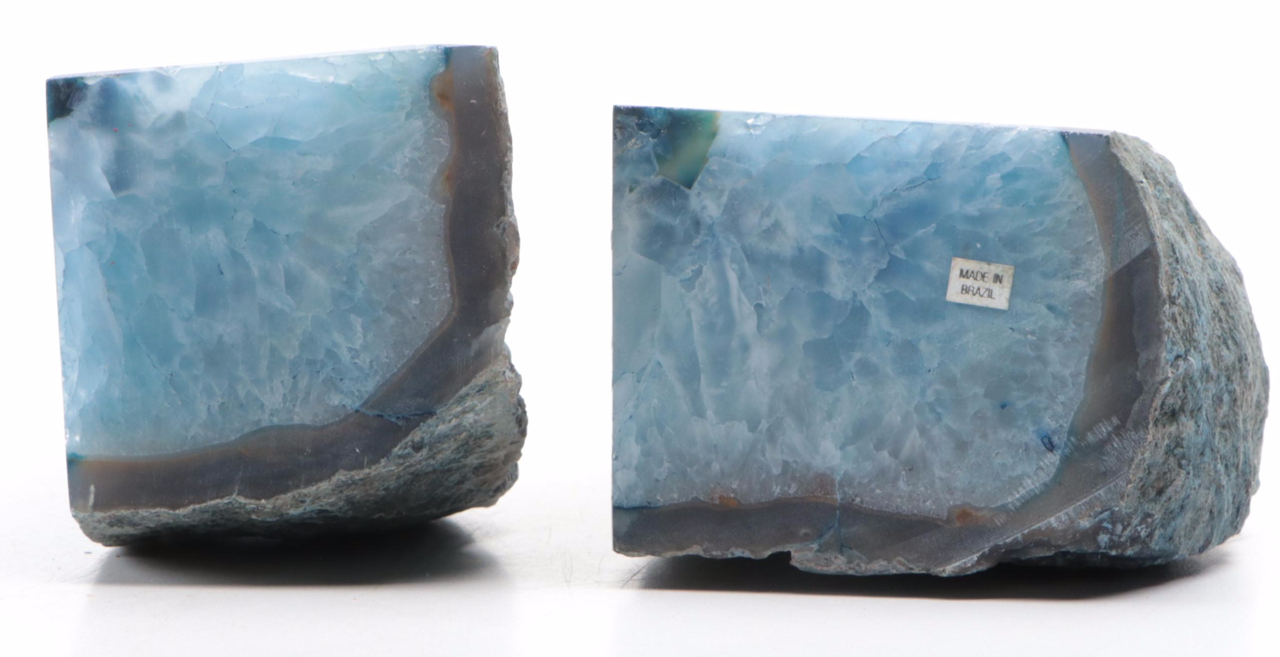 Blue Dyed Geode Bookends, Made in Brazil
