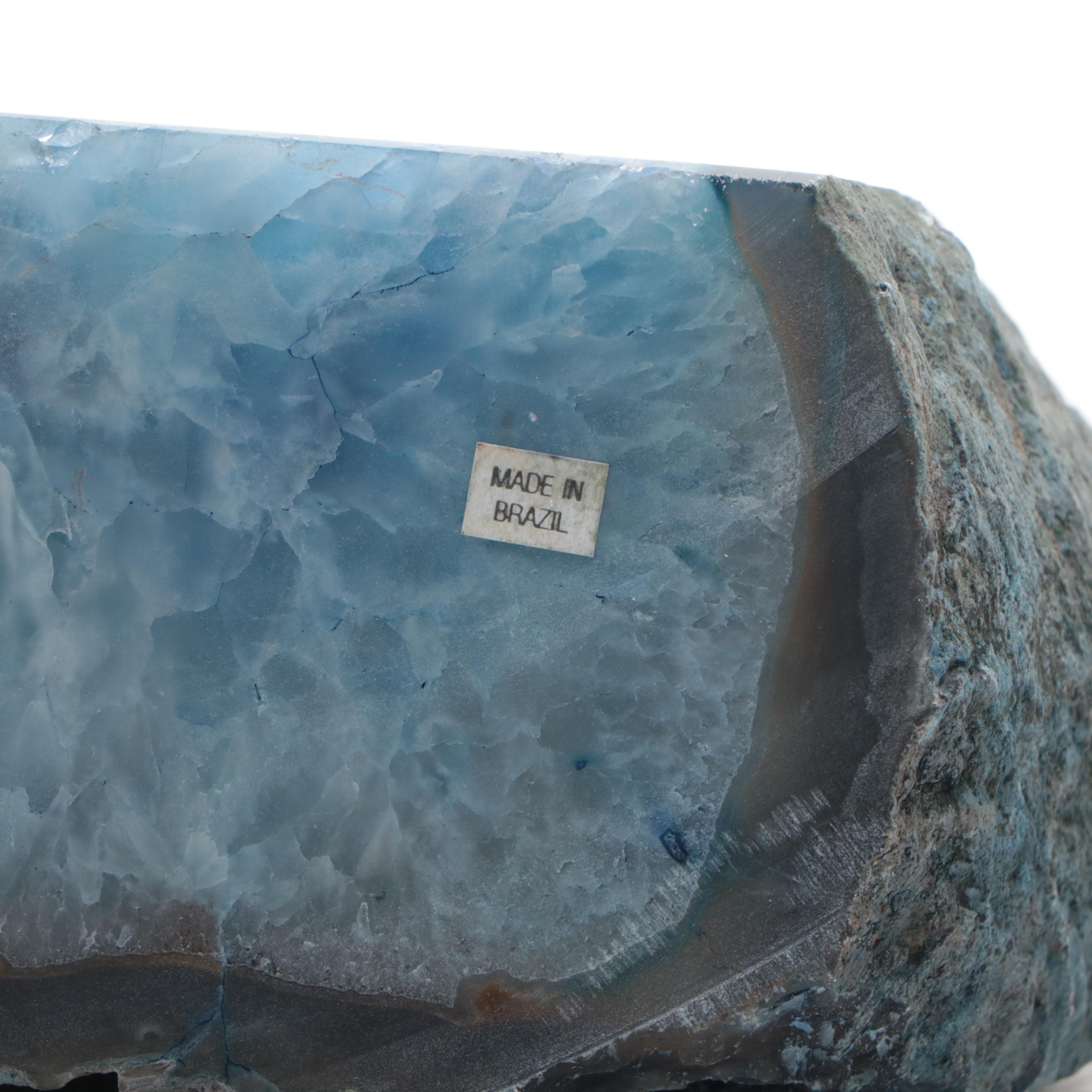 Blue Dyed Geode Bookends, Made in Brazil