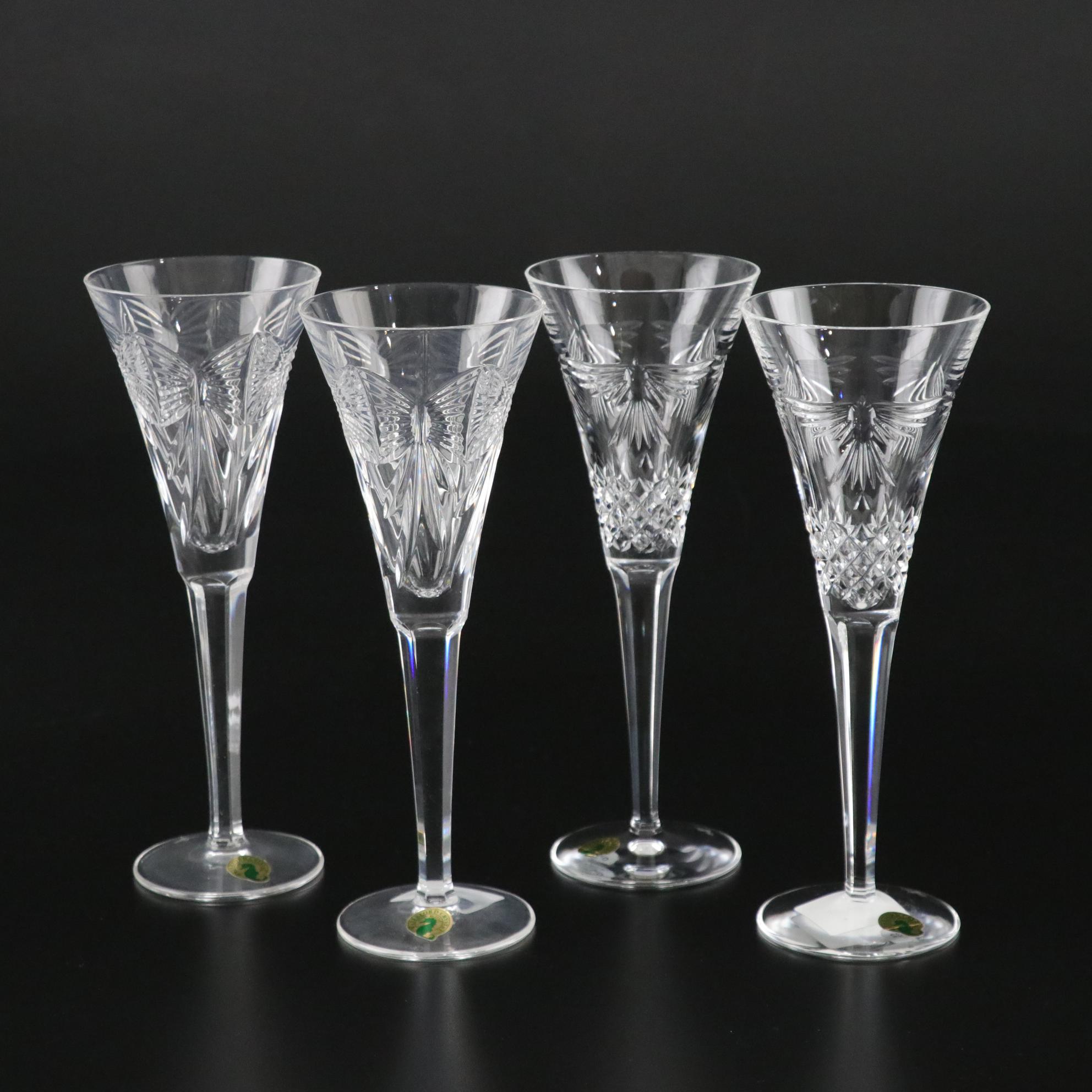 Waterford Crystal "Happiness" Fluted Champagne Glasses