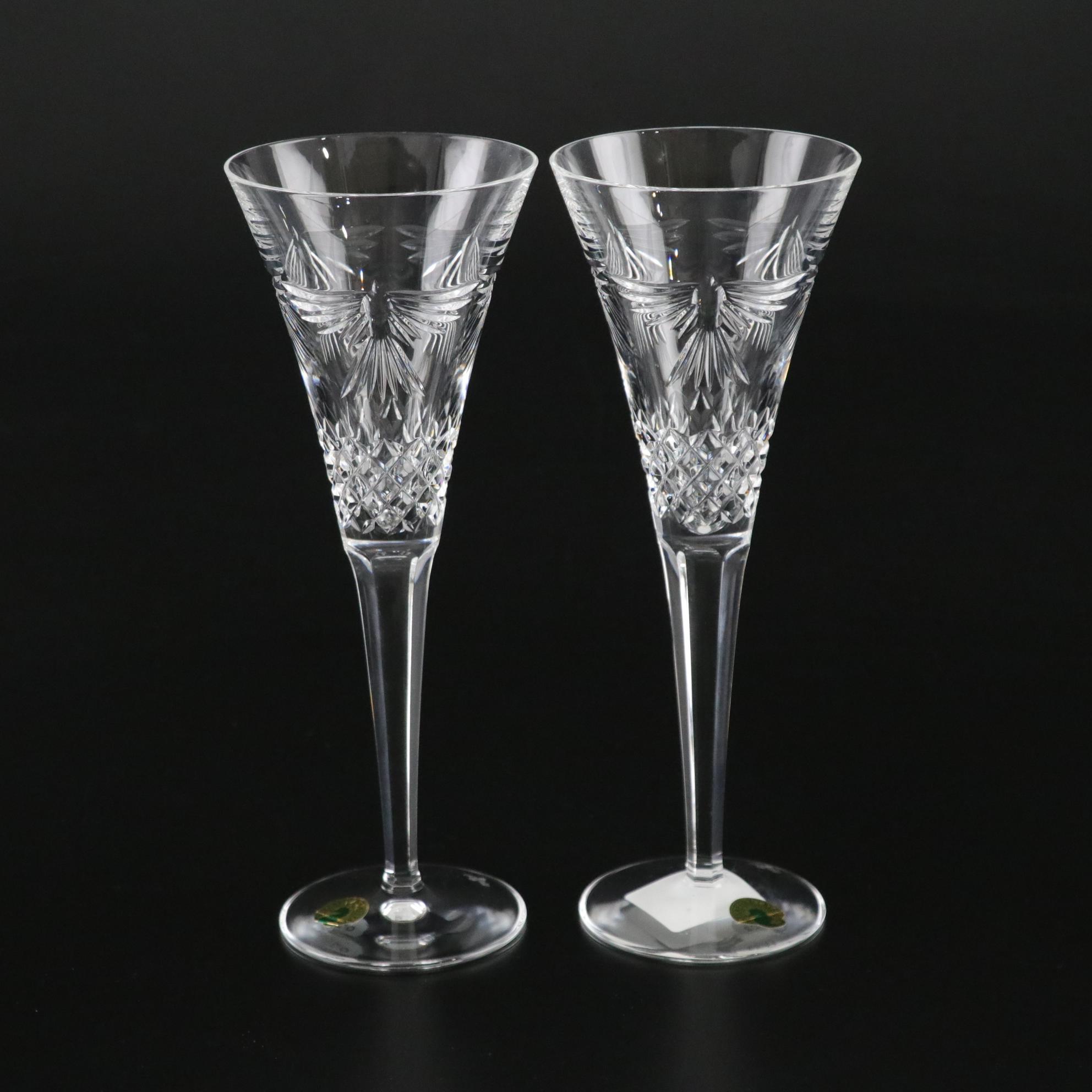 Waterford Crystal "Happiness" Fluted Champagne Glasses