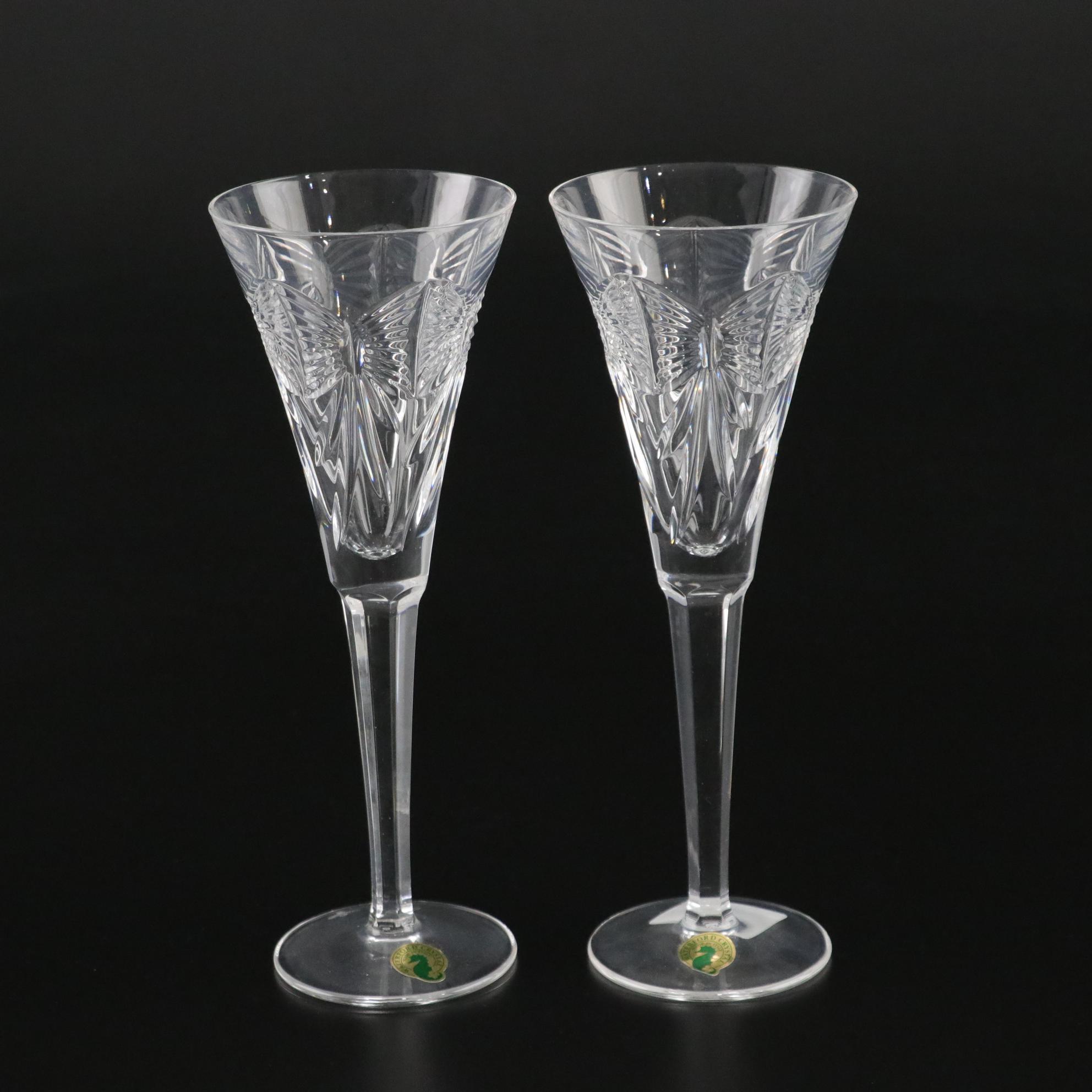 Waterford Crystal "Happiness" Fluted Champagne Glasses