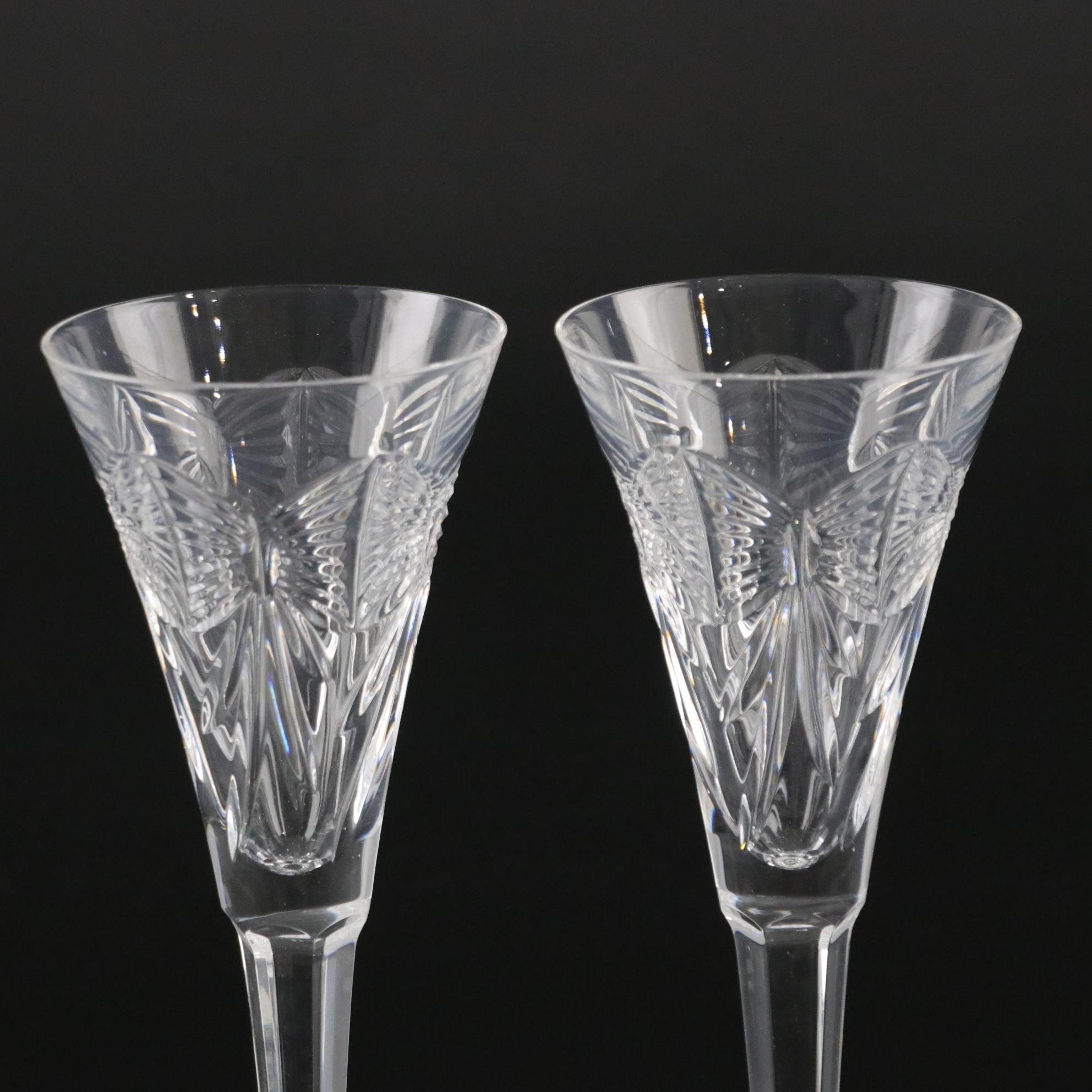 Waterford Crystal "Happiness" Fluted Champagne Glasses