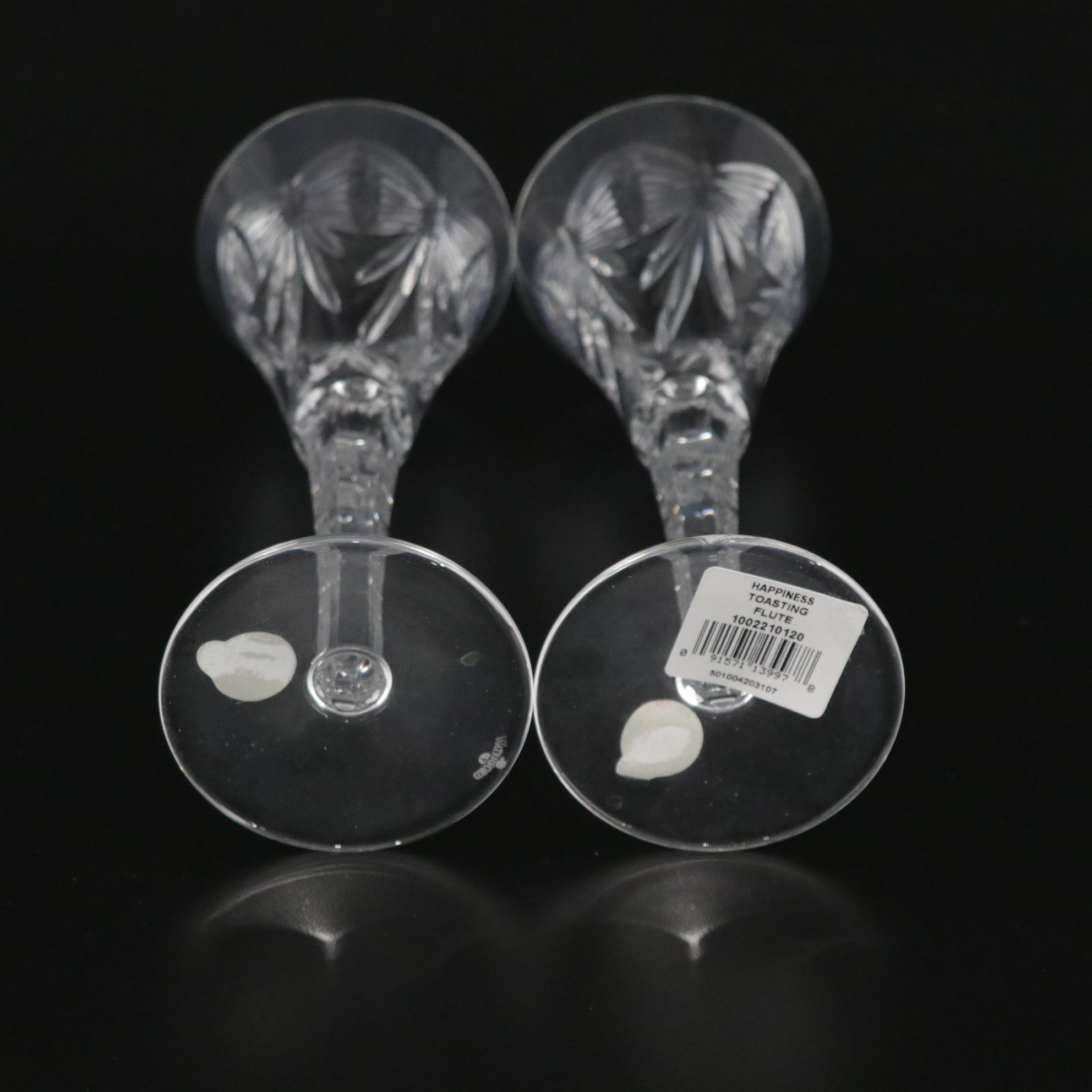 Waterford Crystal "Happiness" Fluted Champagne Glasses