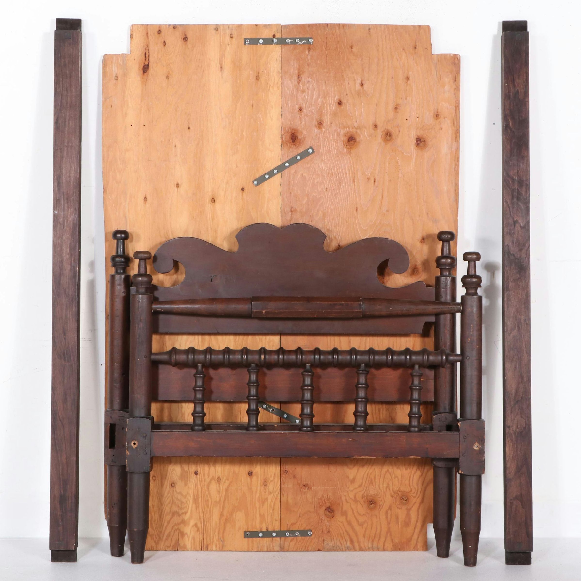 1850s American Federal Style Rope Bed Frame with Wooden Mattress Platform