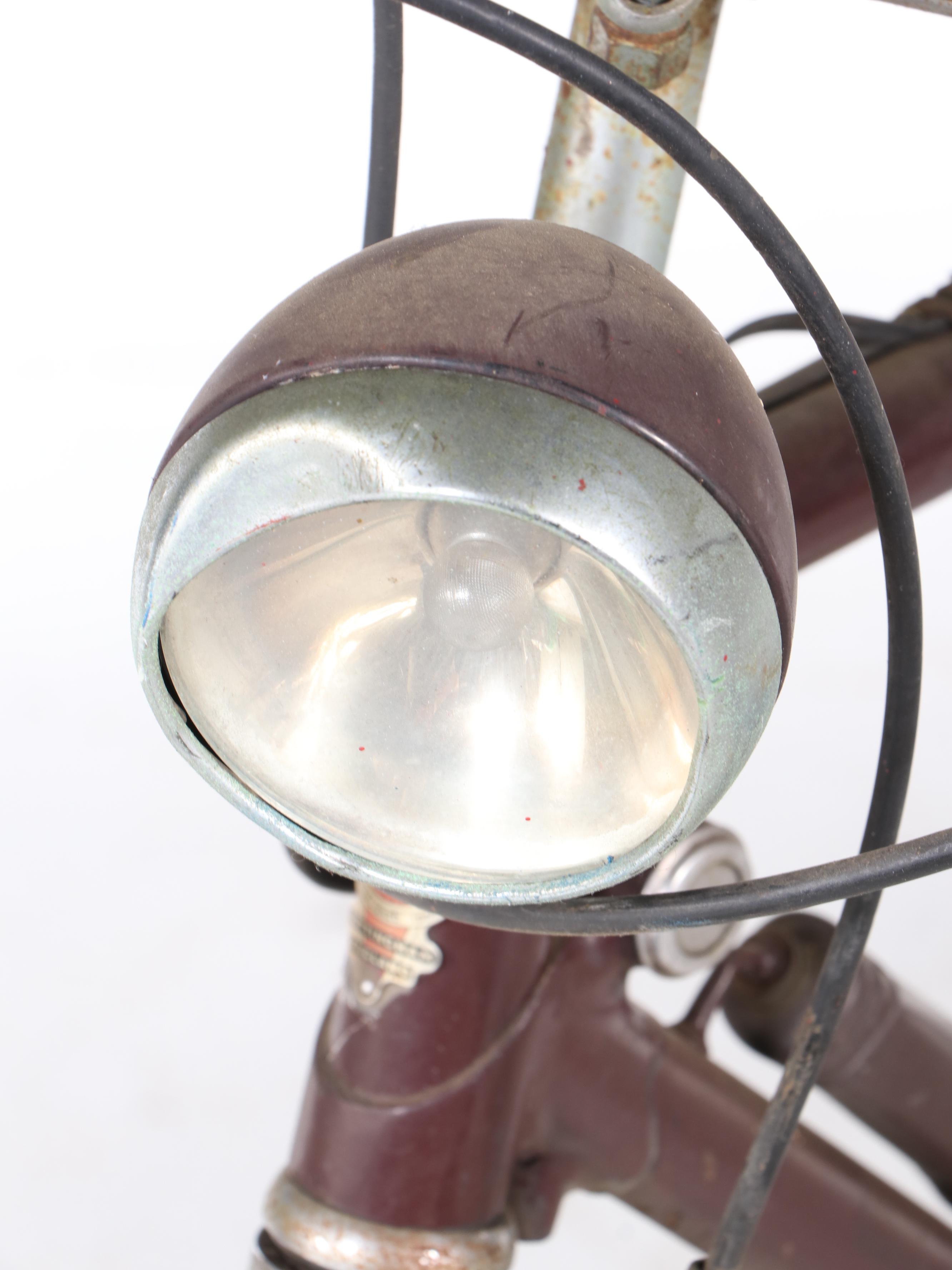 English Rudge Whitworth Cruiser Bicycle in Maroon with Headlamp and Brooks Seat