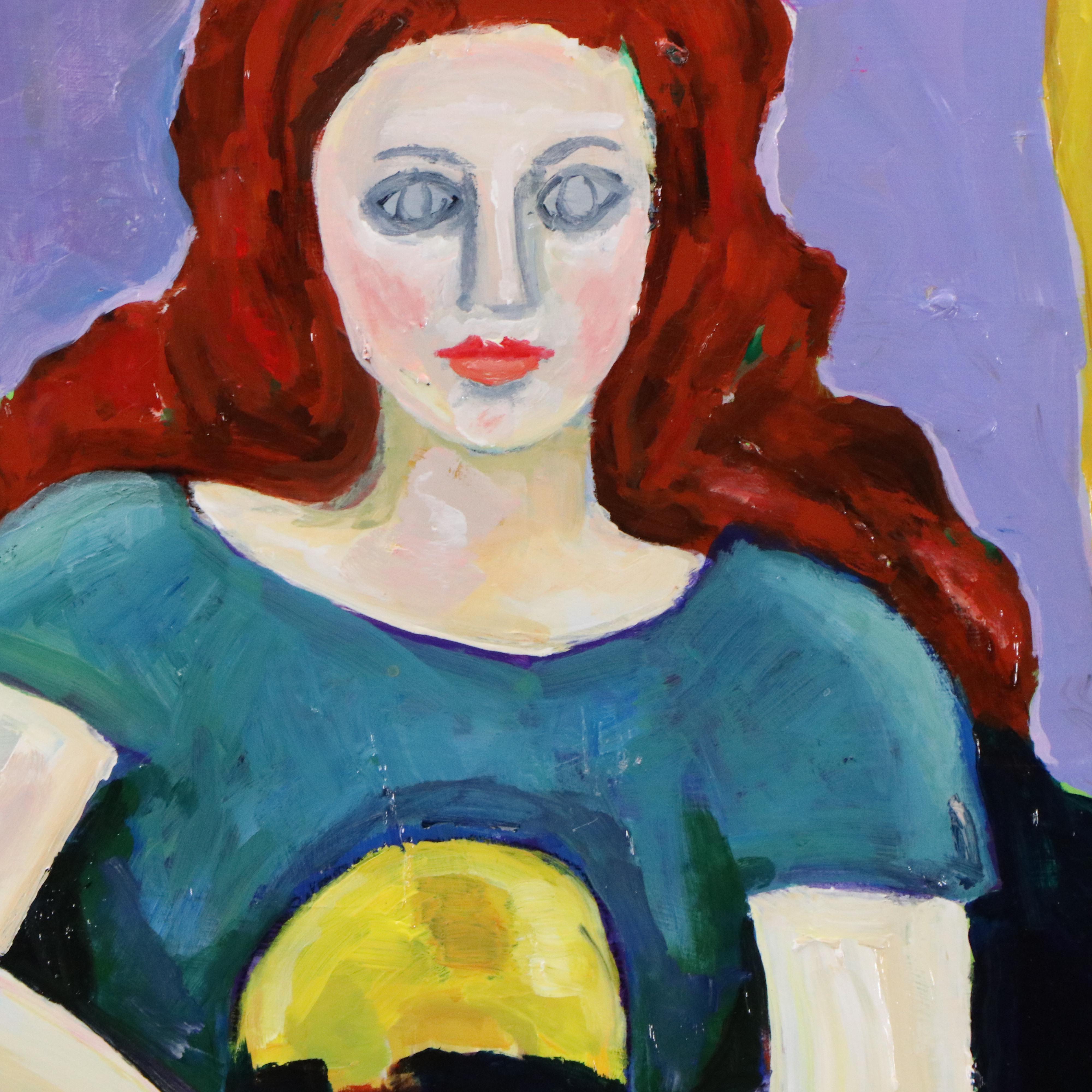 Gwen Doppler Portrait Acrylic Painting of Seated Woman, 1996