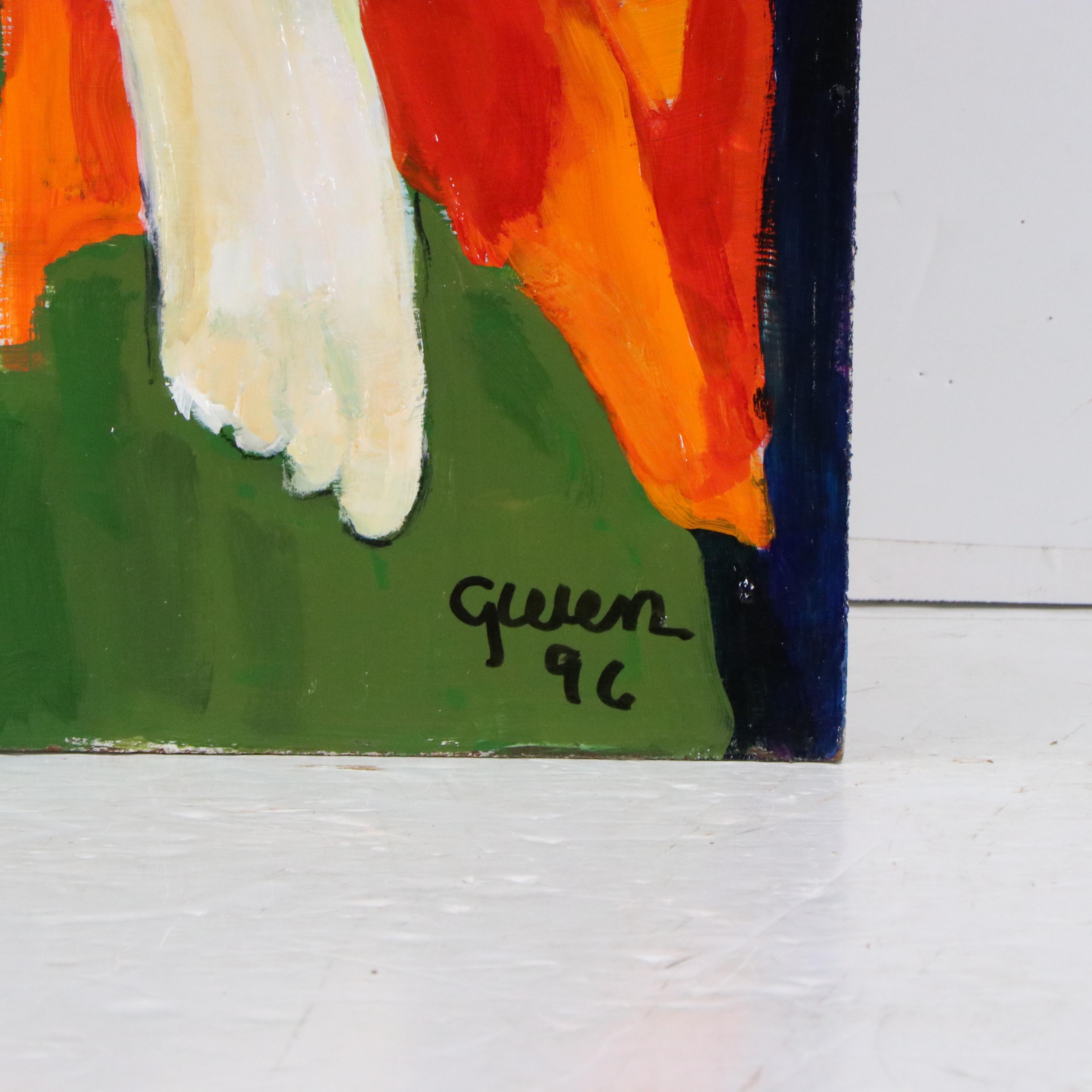 Gwen Doppler Portrait Acrylic Painting of Seated Woman, 1996