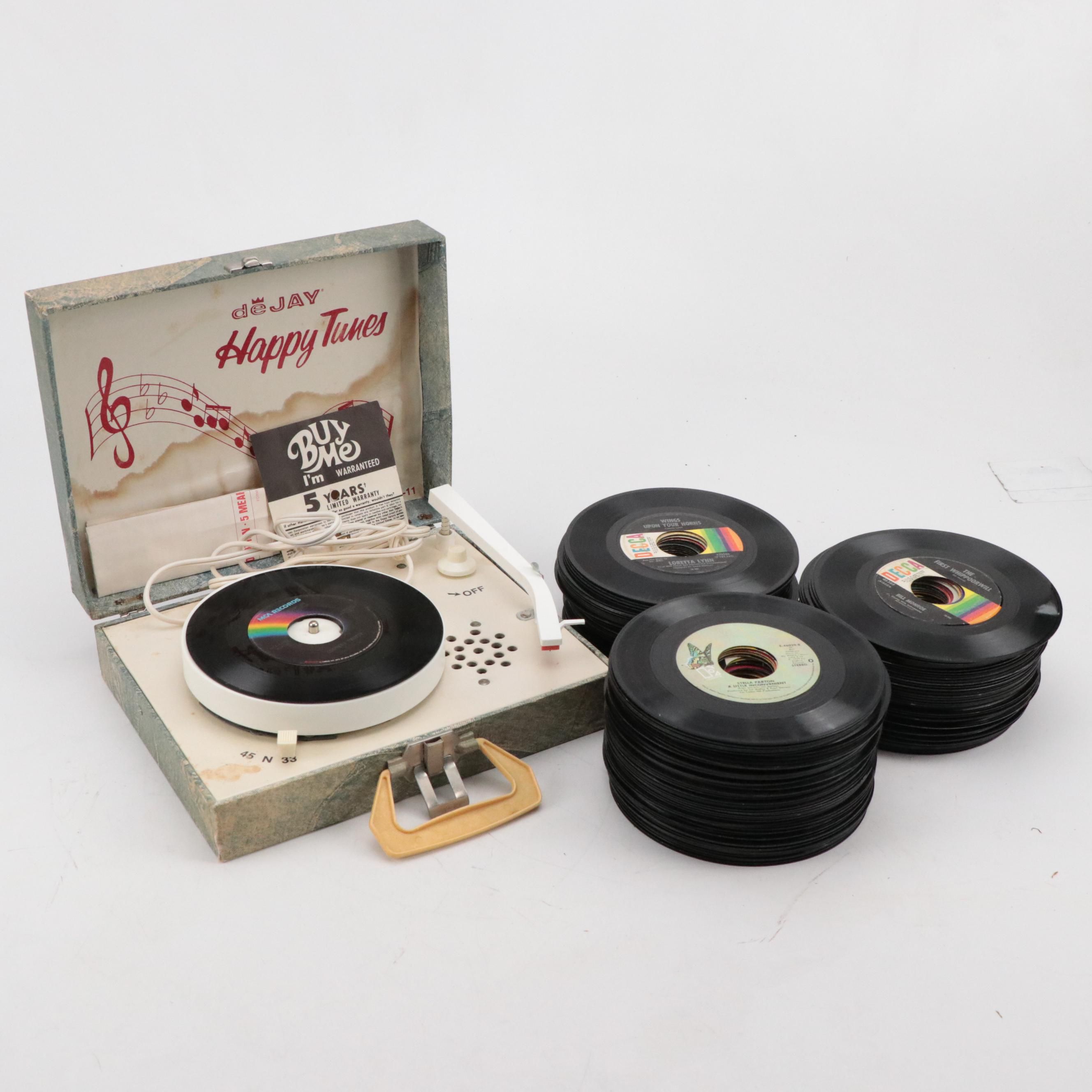 Vinyl Record Singles with deJay Happy Tunes Record Player