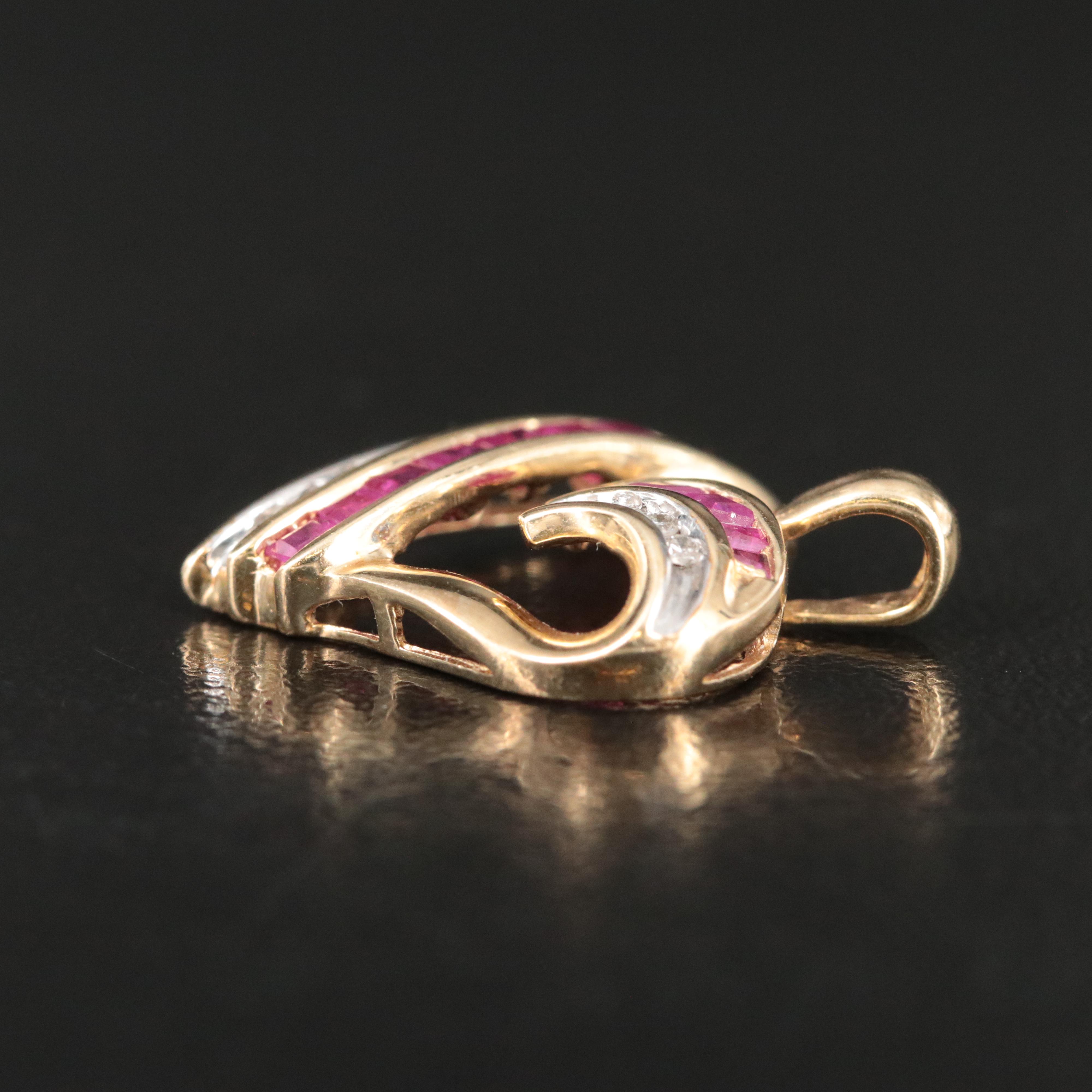 10K Ruby and Diamond Heart Pendant