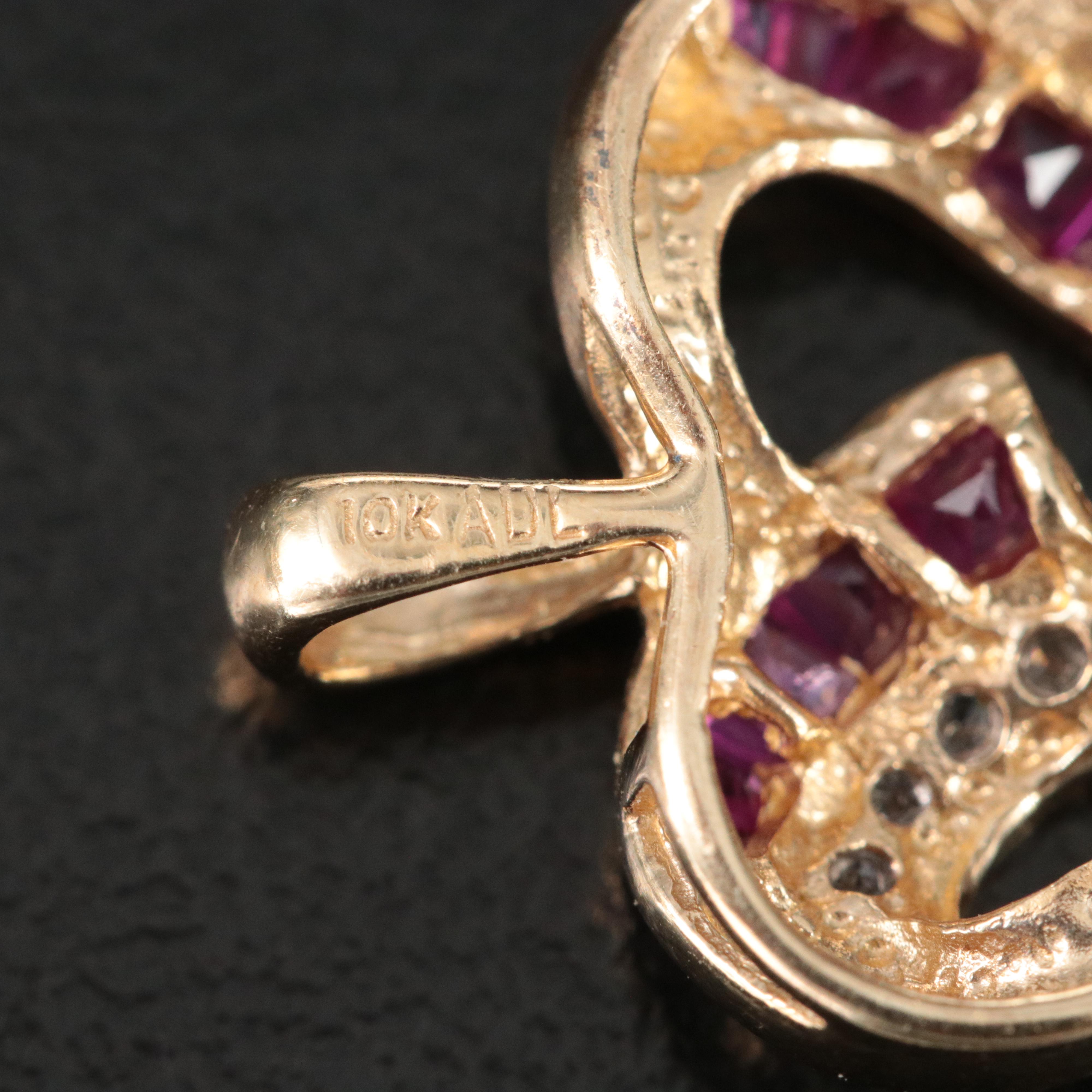 10K Ruby and Diamond Heart Pendant