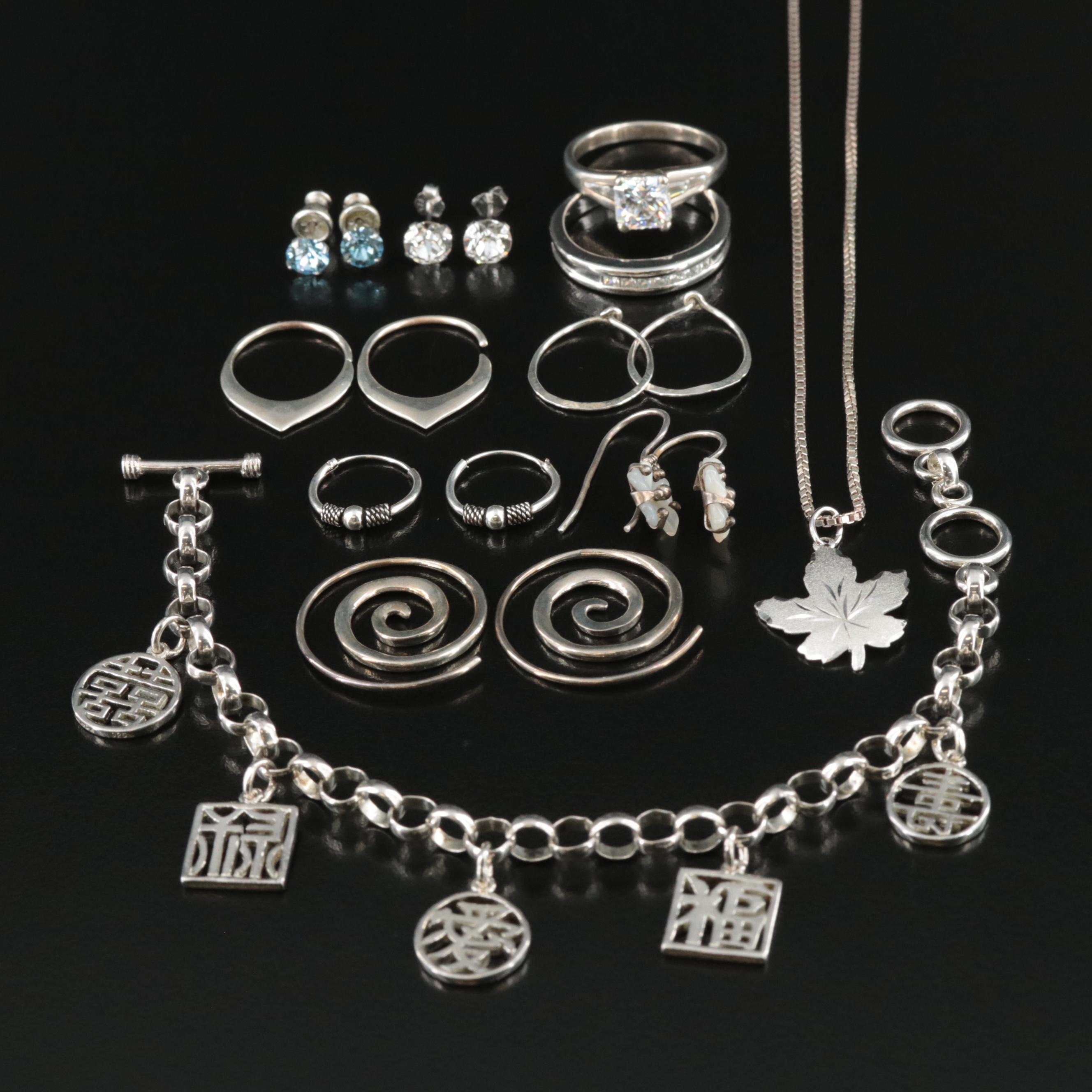 Sterling Jewelry Collection Featuring Lenox Chinese Good Fortune Charm Bracelet