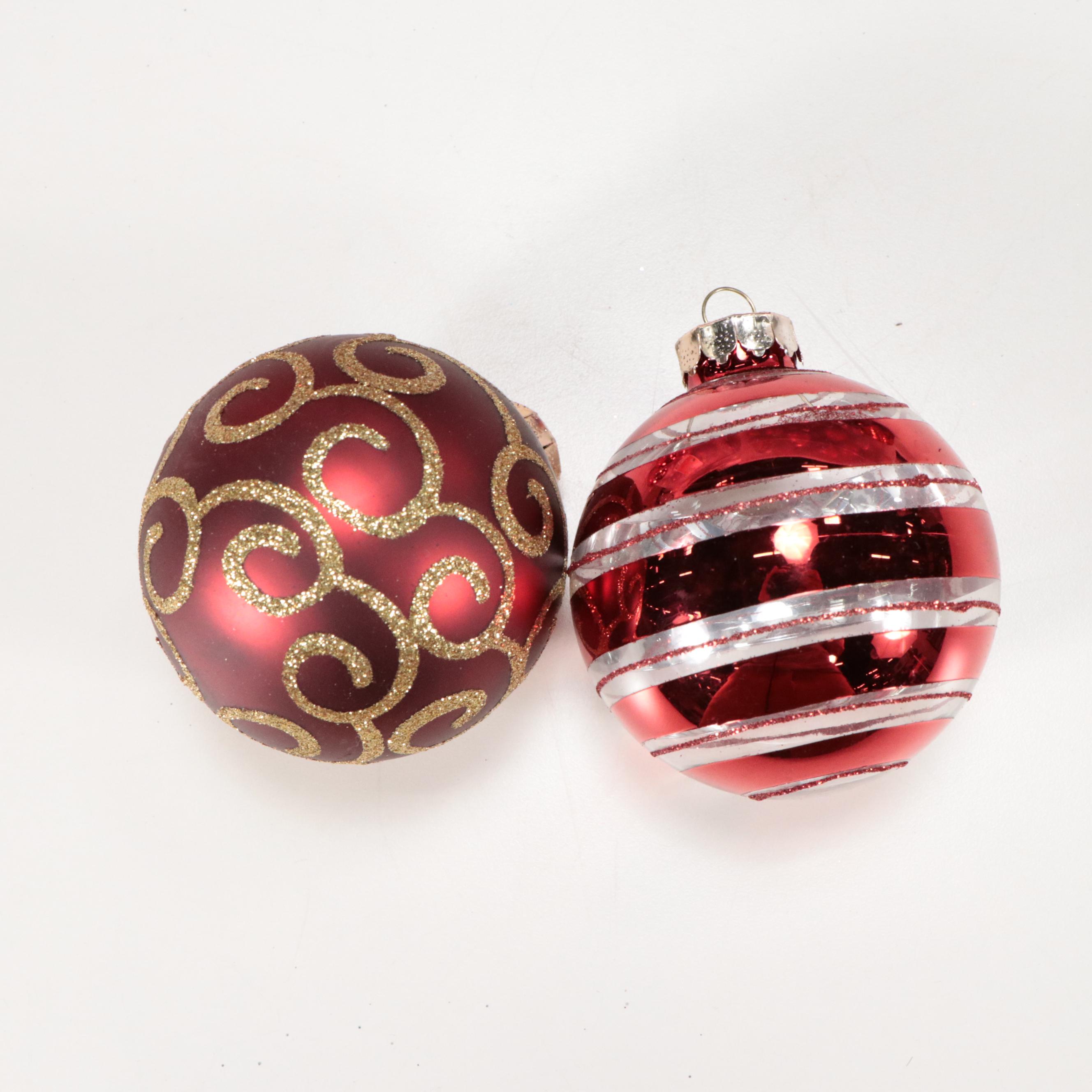 Mold-Blown Glass Ornaments with More Red and Purple Christmas Decorations