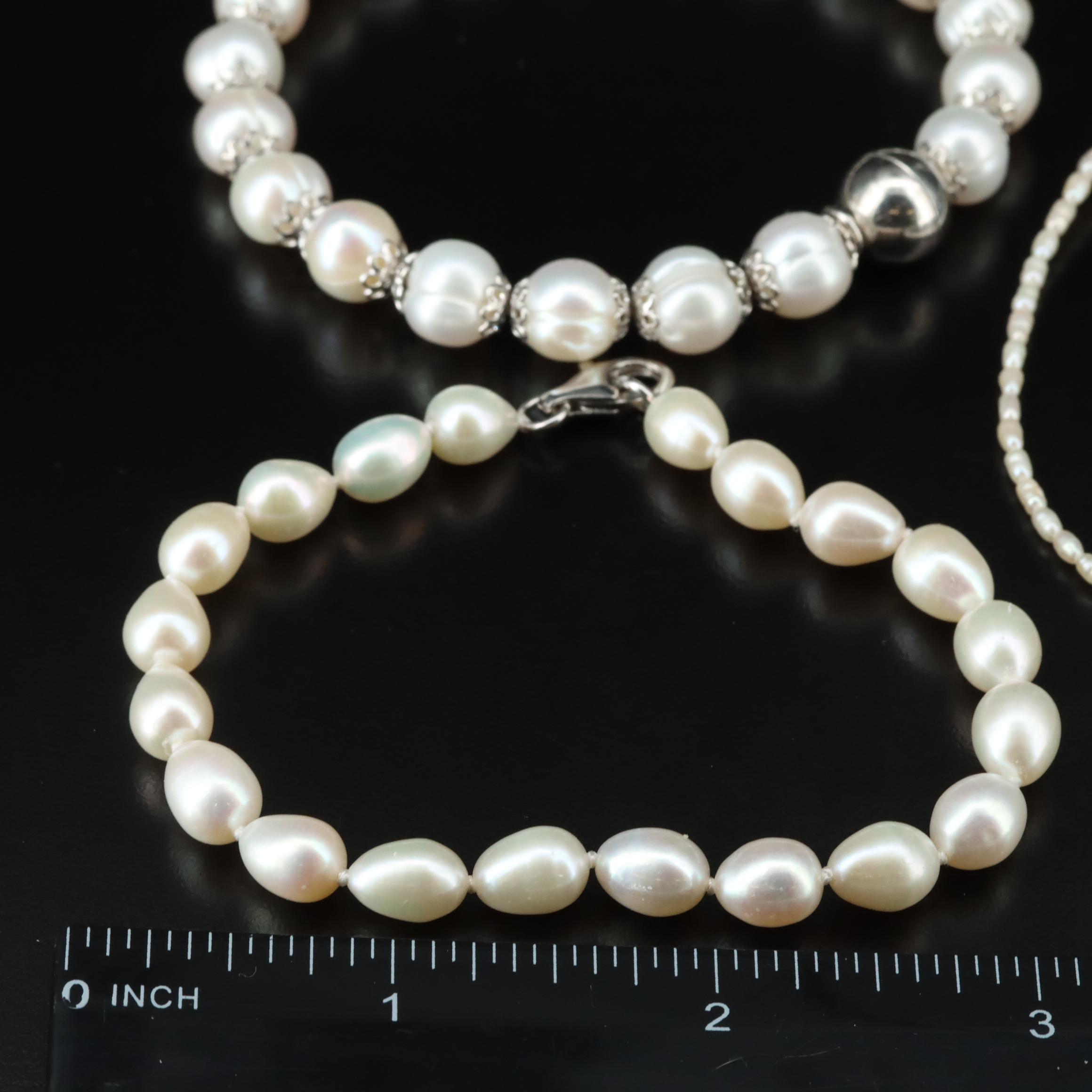 Sterling Jewelry Collection Including Pearl, White Topaz and Rhinestone