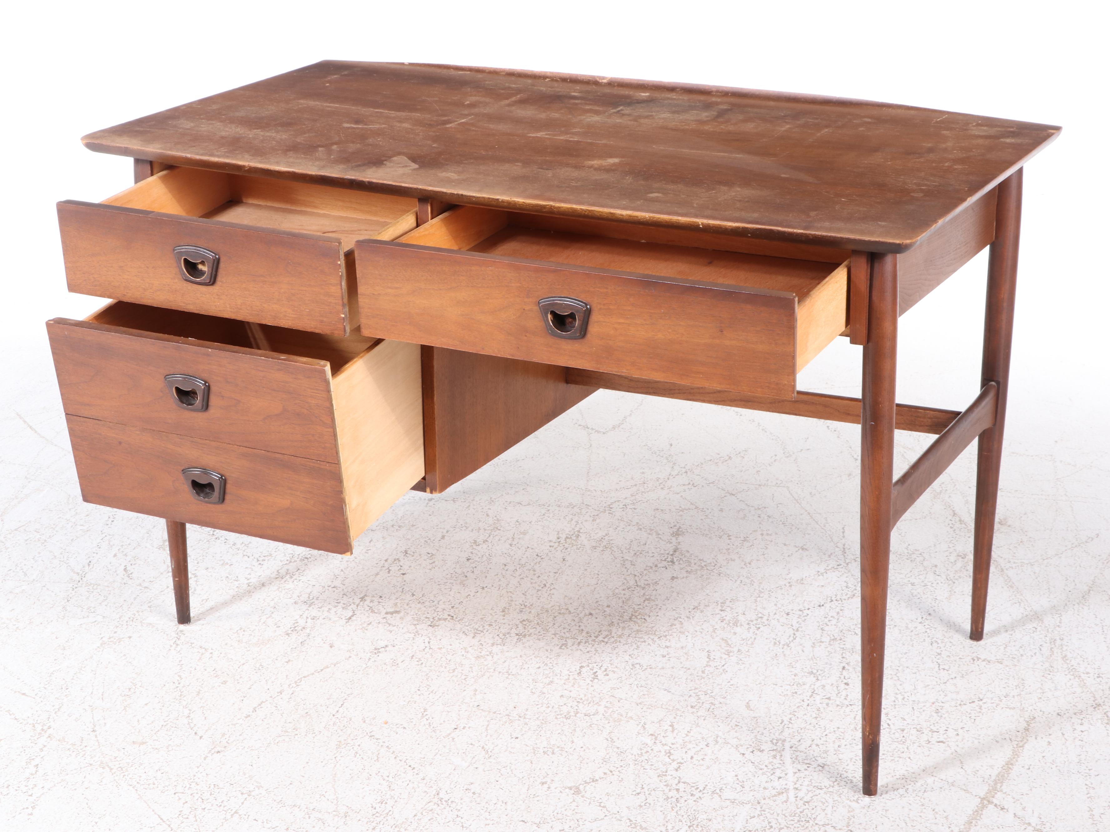 Bassett Furniture Mid Century Modern Walnut and Ash Desk