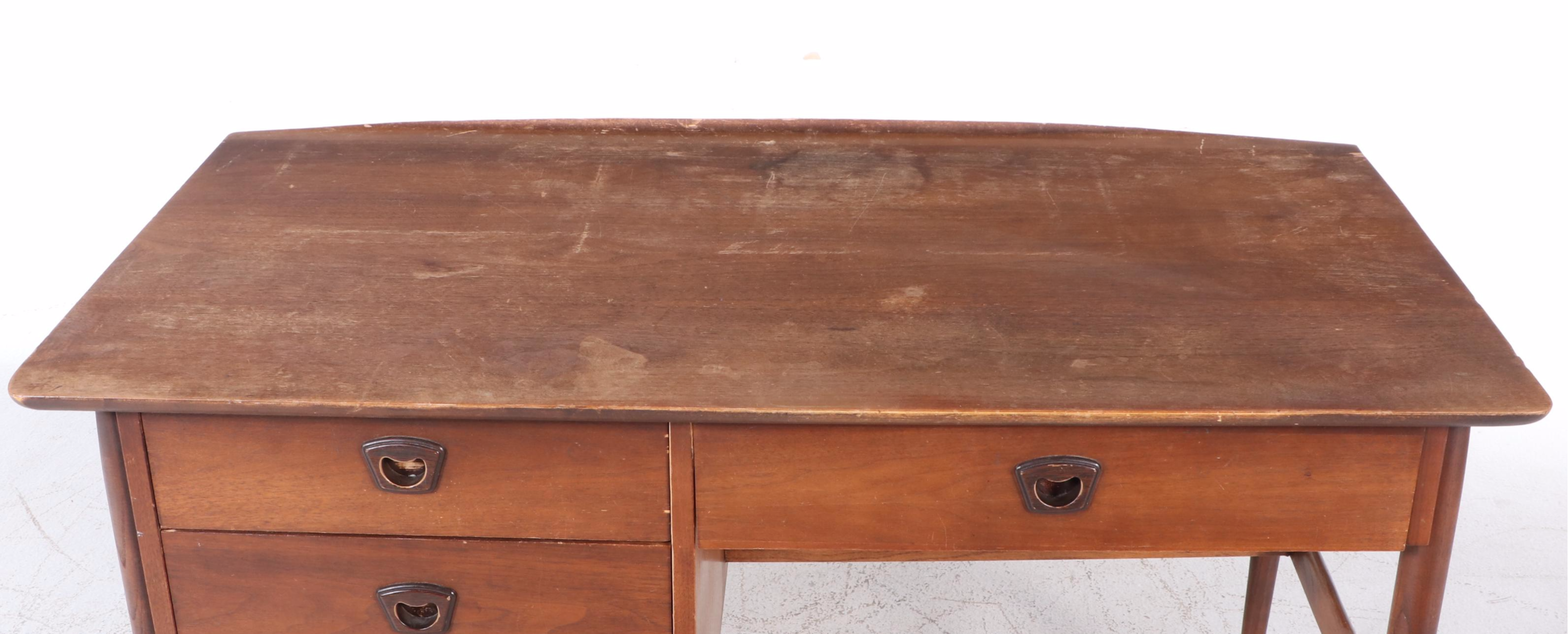Bassett Furniture Mid Century Modern Walnut and Ash Desk