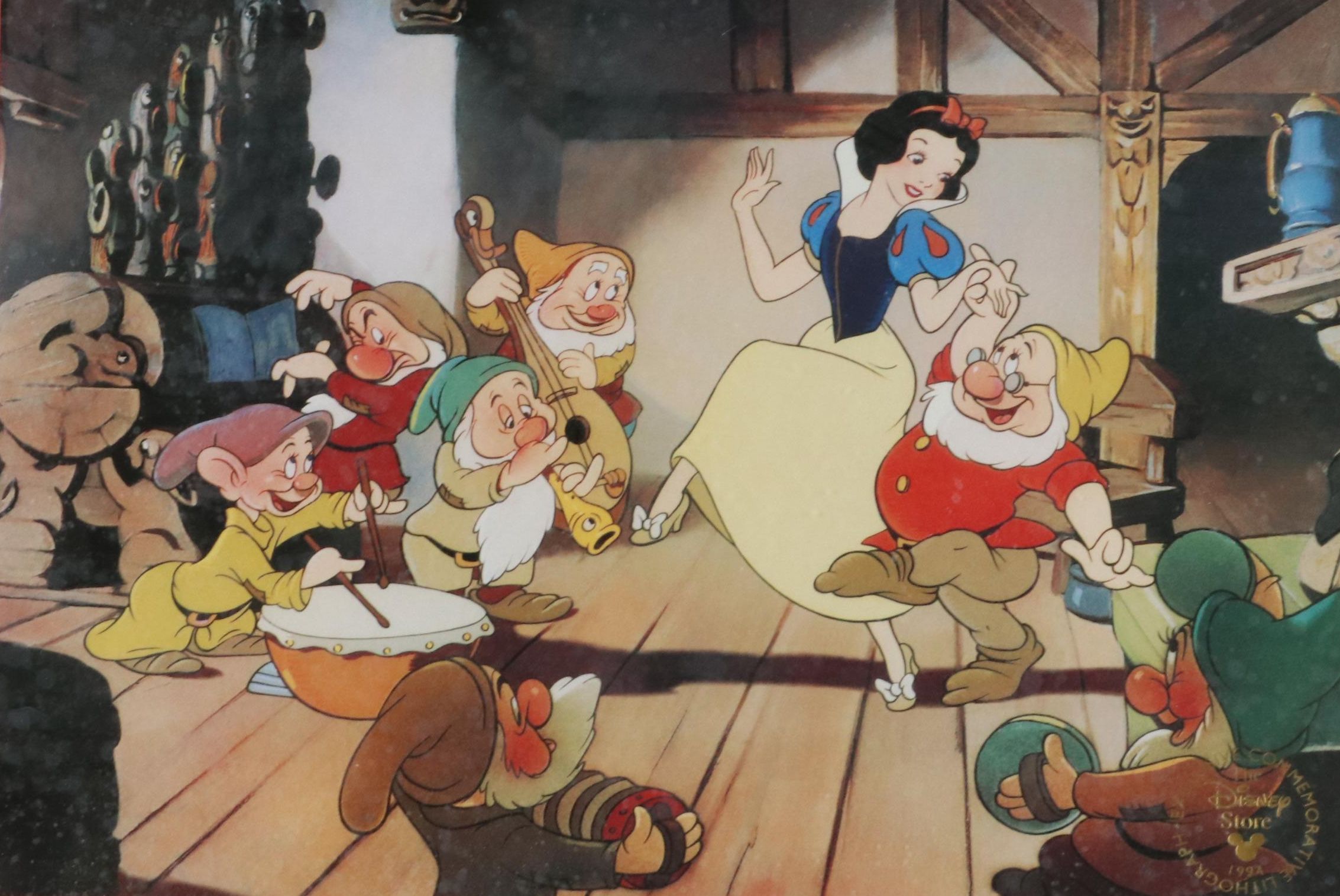 Disney Commemorative Offset Lithograph of Snow White and the Seven Dwarfs, 1994