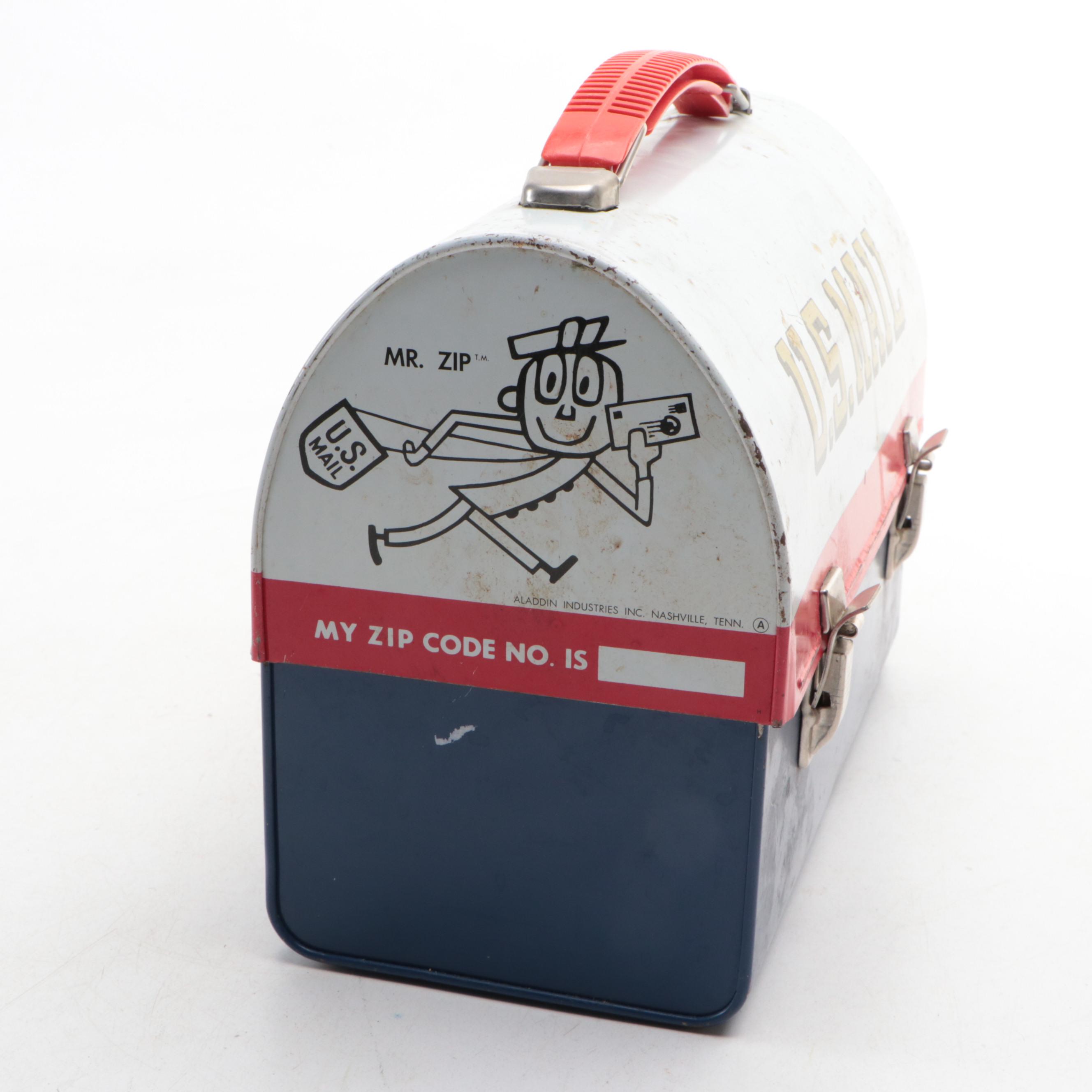 Aladdin Industries U.S. Mail "Mr. Zip" Lunchbox and Thermos, Mid-20th Century