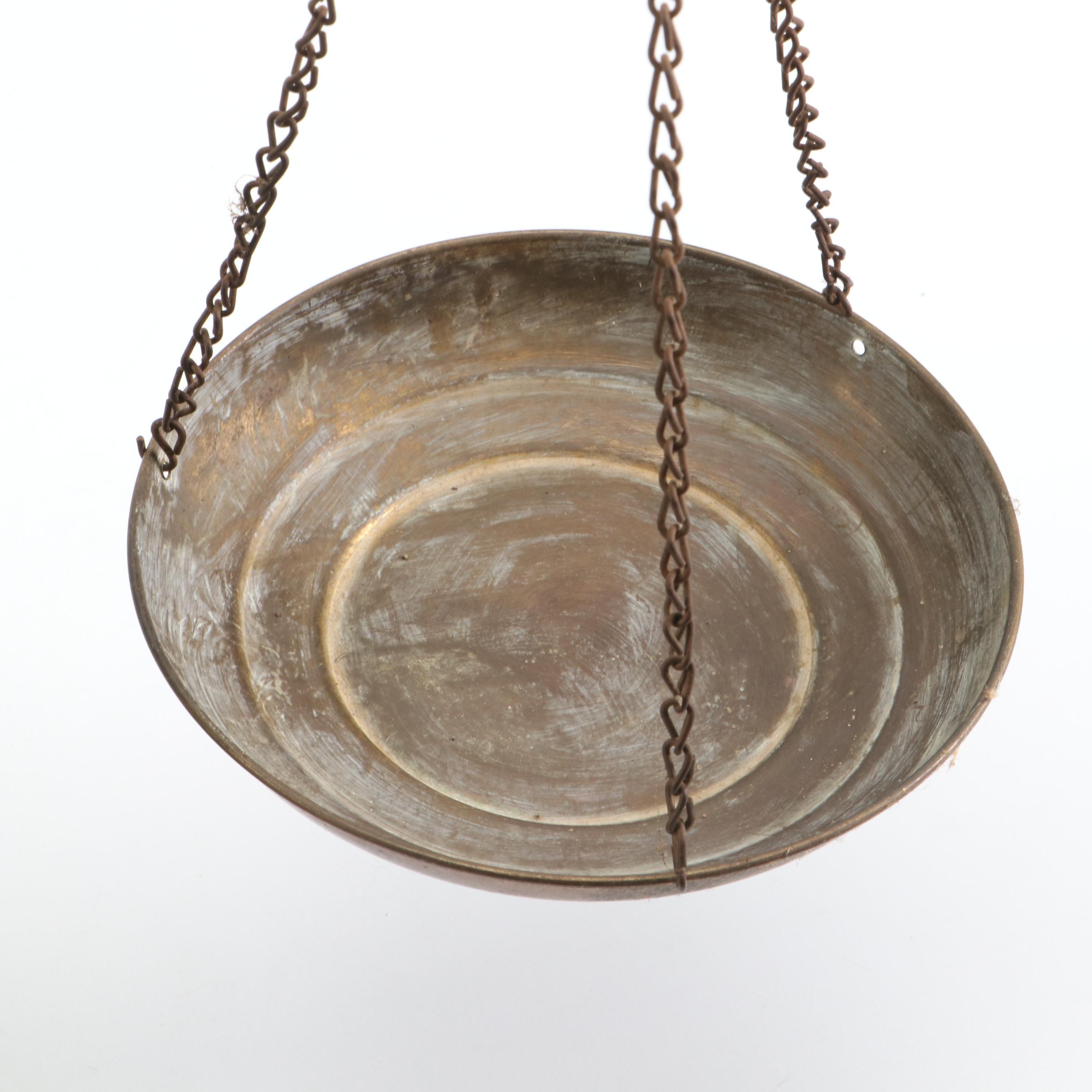 Laurel Leaf Motif Metal and Green Glass Balance Scale