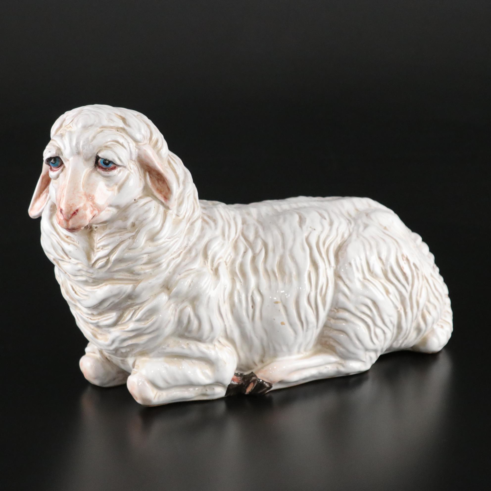 Italian Ceramic Lamb Sculpture