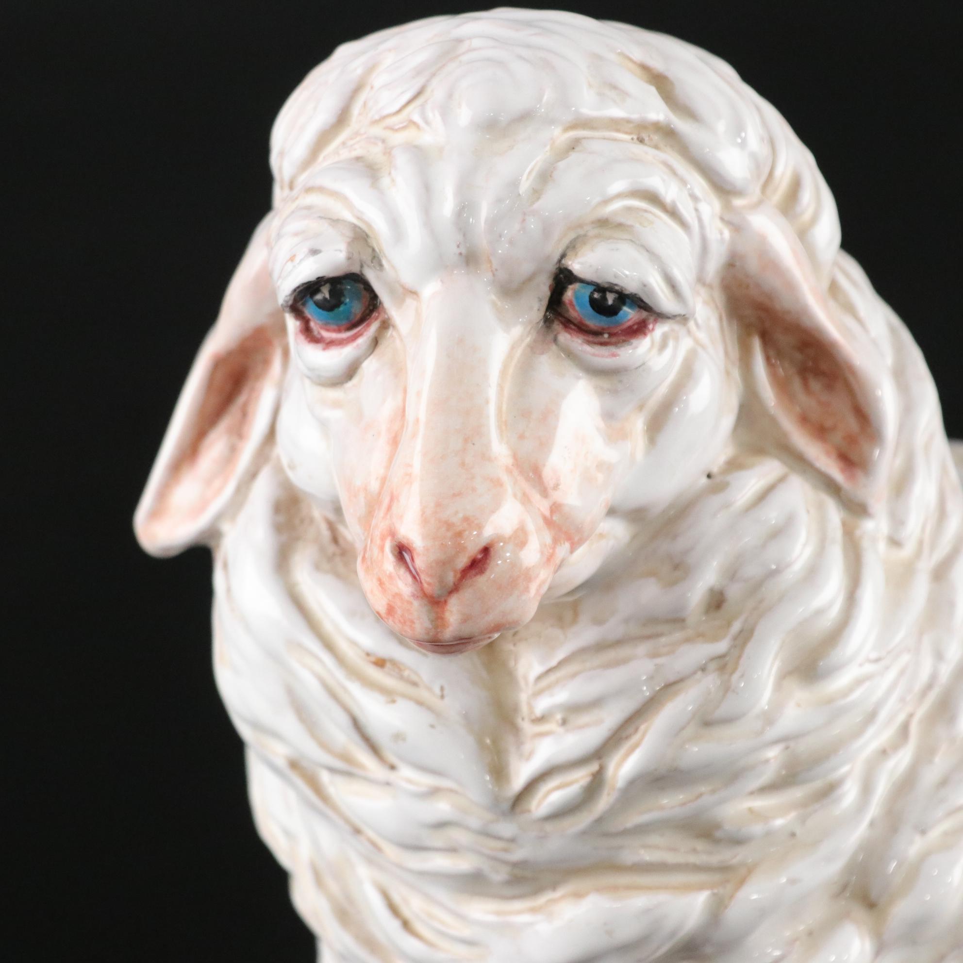 Italian Ceramic Lamb Sculpture