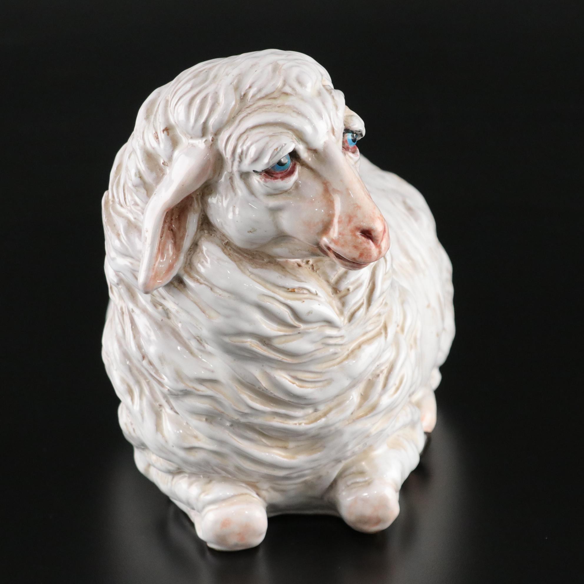 Italian Ceramic Lamb Sculpture