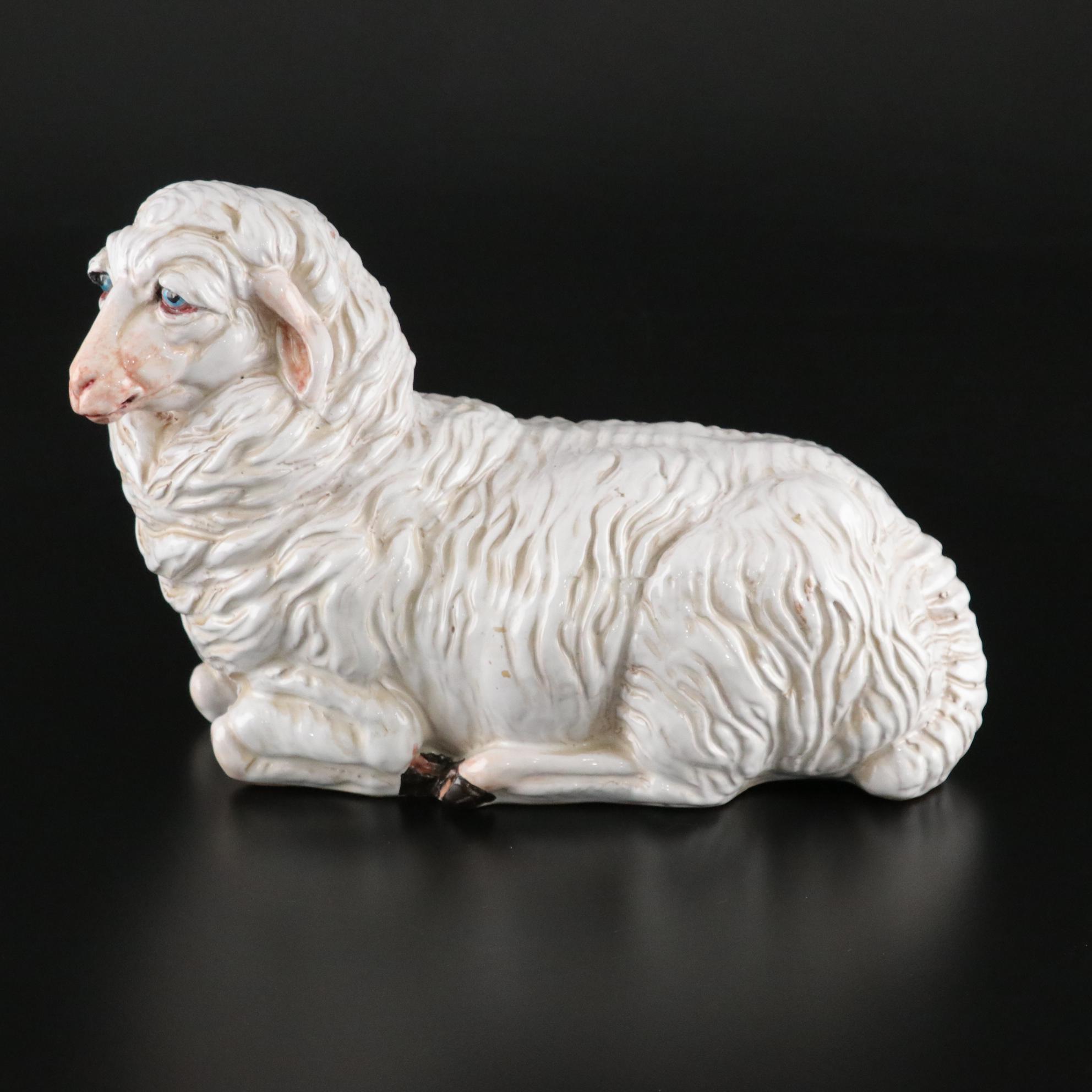 Italian Ceramic Lamb Sculpture