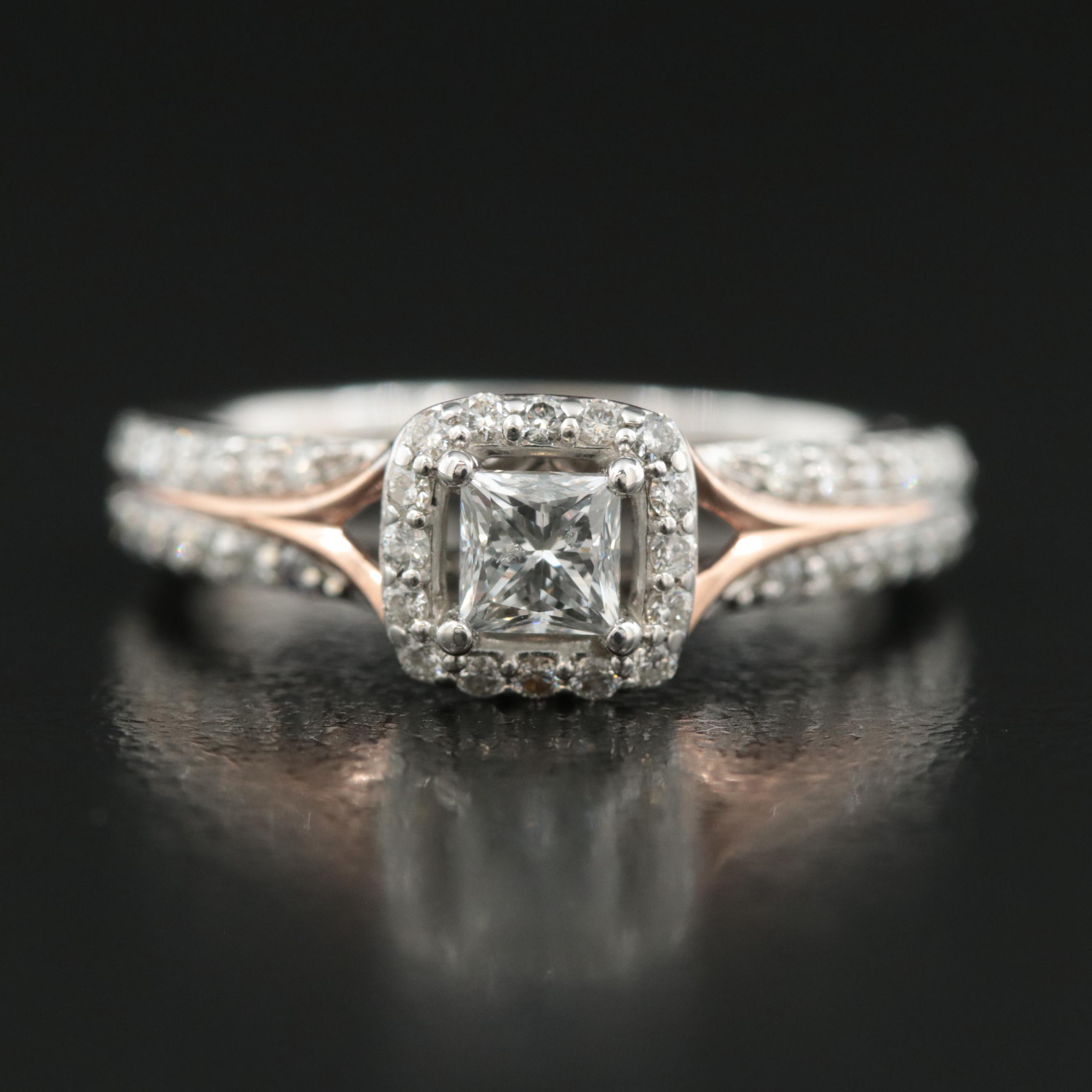 Enchanted Disney "Aurora" 14K 0.75 CTW Diamond Ring with Rose Gold Accent