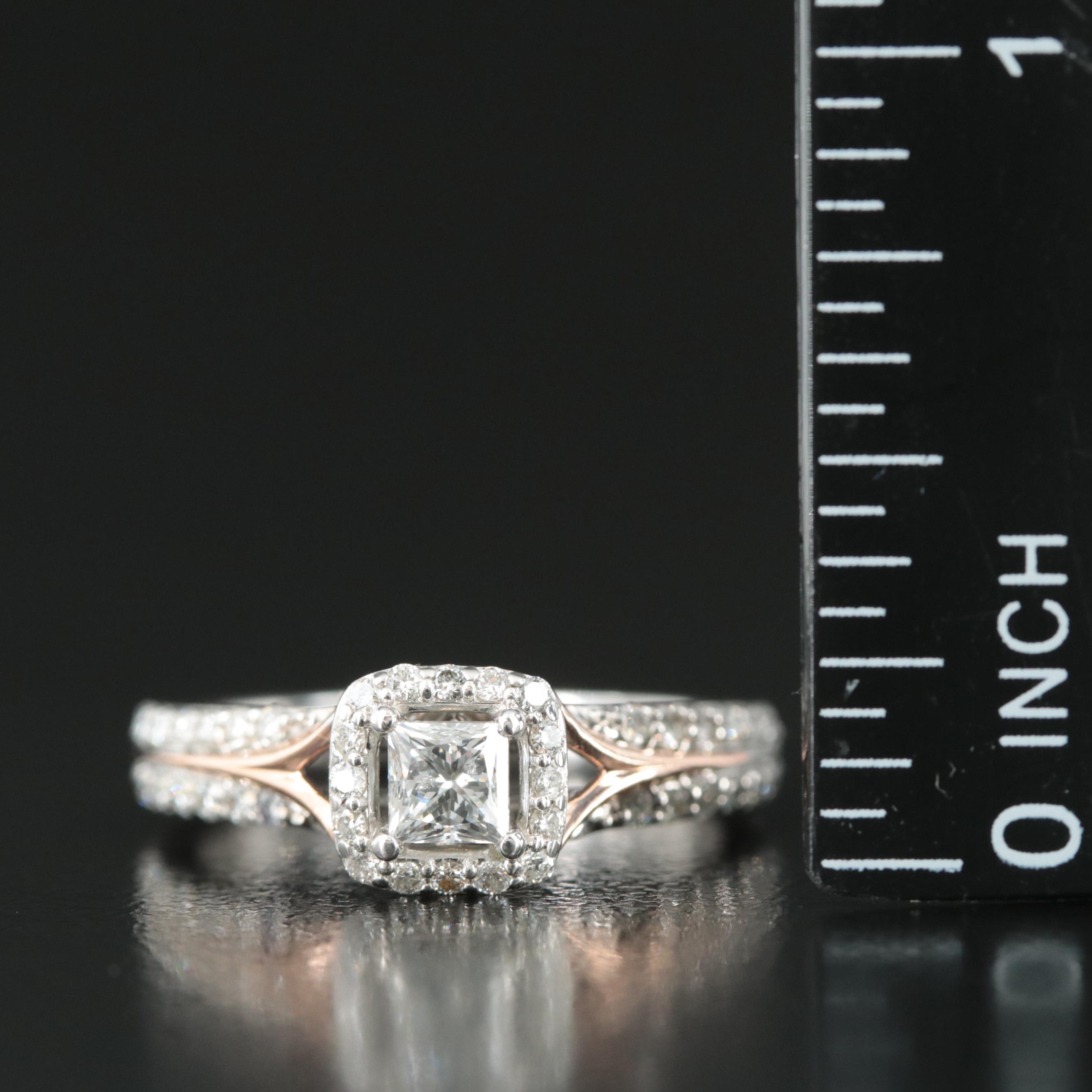 Enchanted Disney "Aurora" 14K 0.75 CTW Diamond Ring with Rose Gold Accent