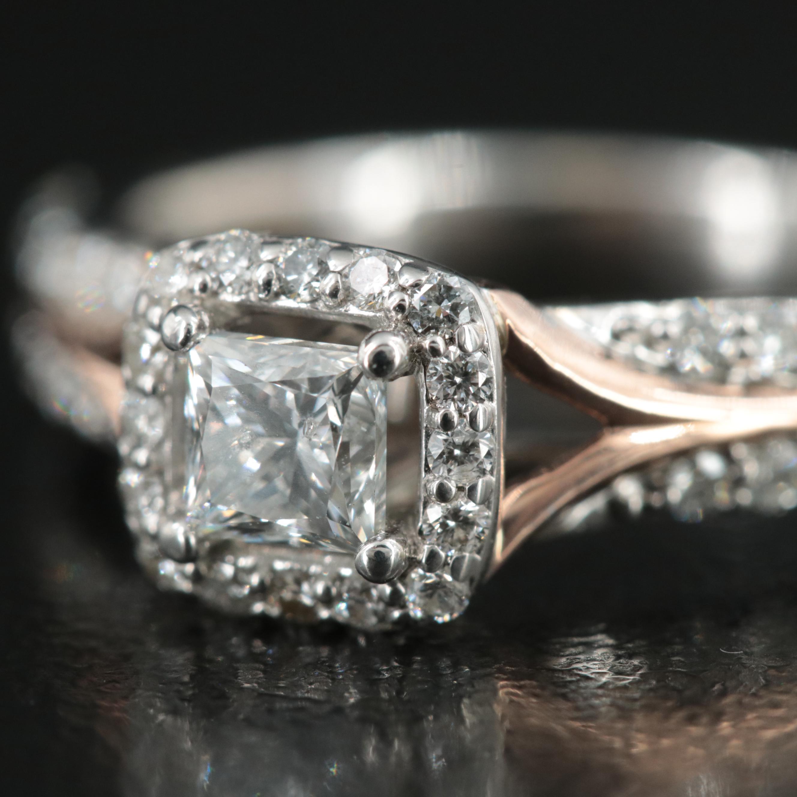 Enchanted Disney "Aurora" 14K 0.75 CTW Diamond Ring with Rose Gold Accent