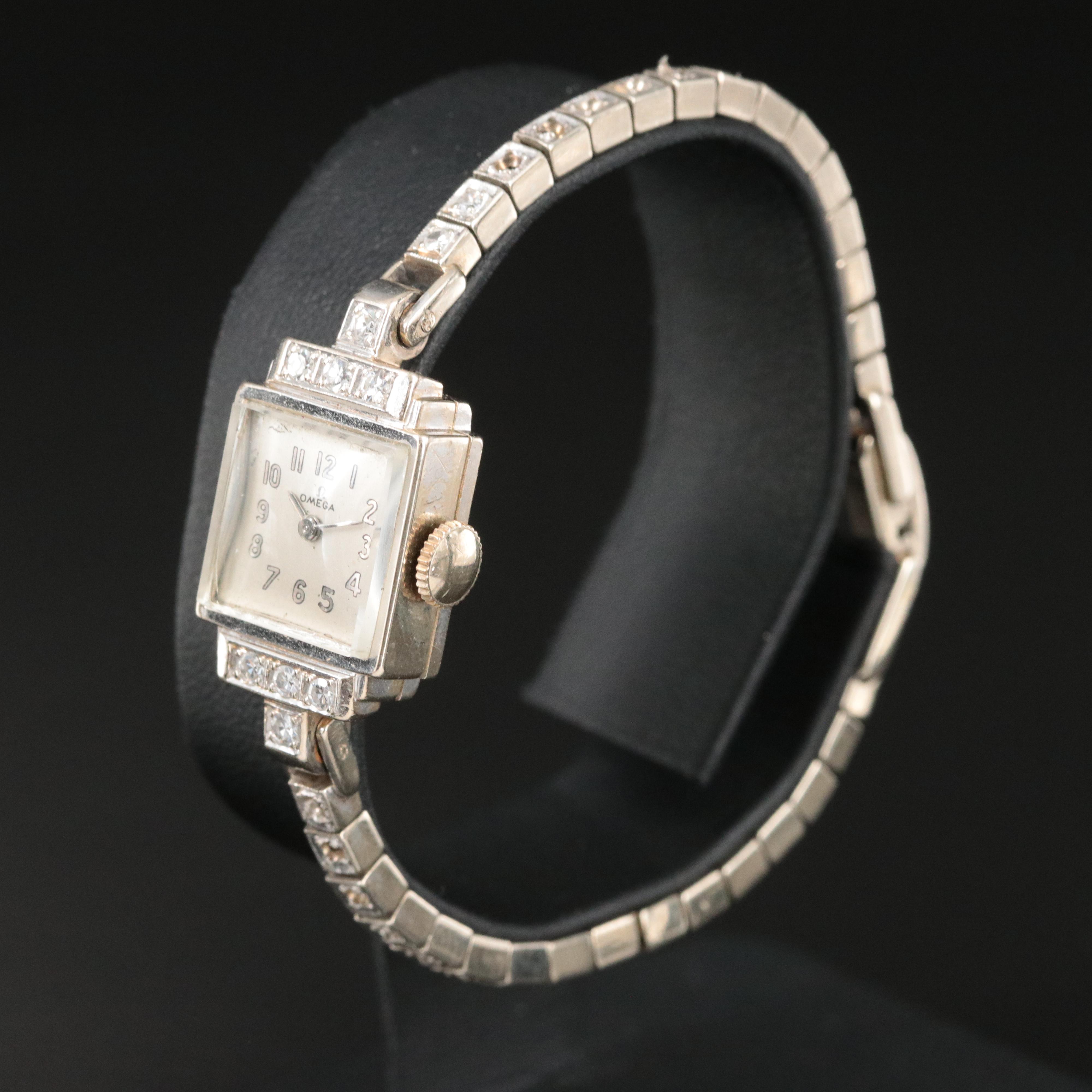 Vintage Omega 14K and Diamond Watch