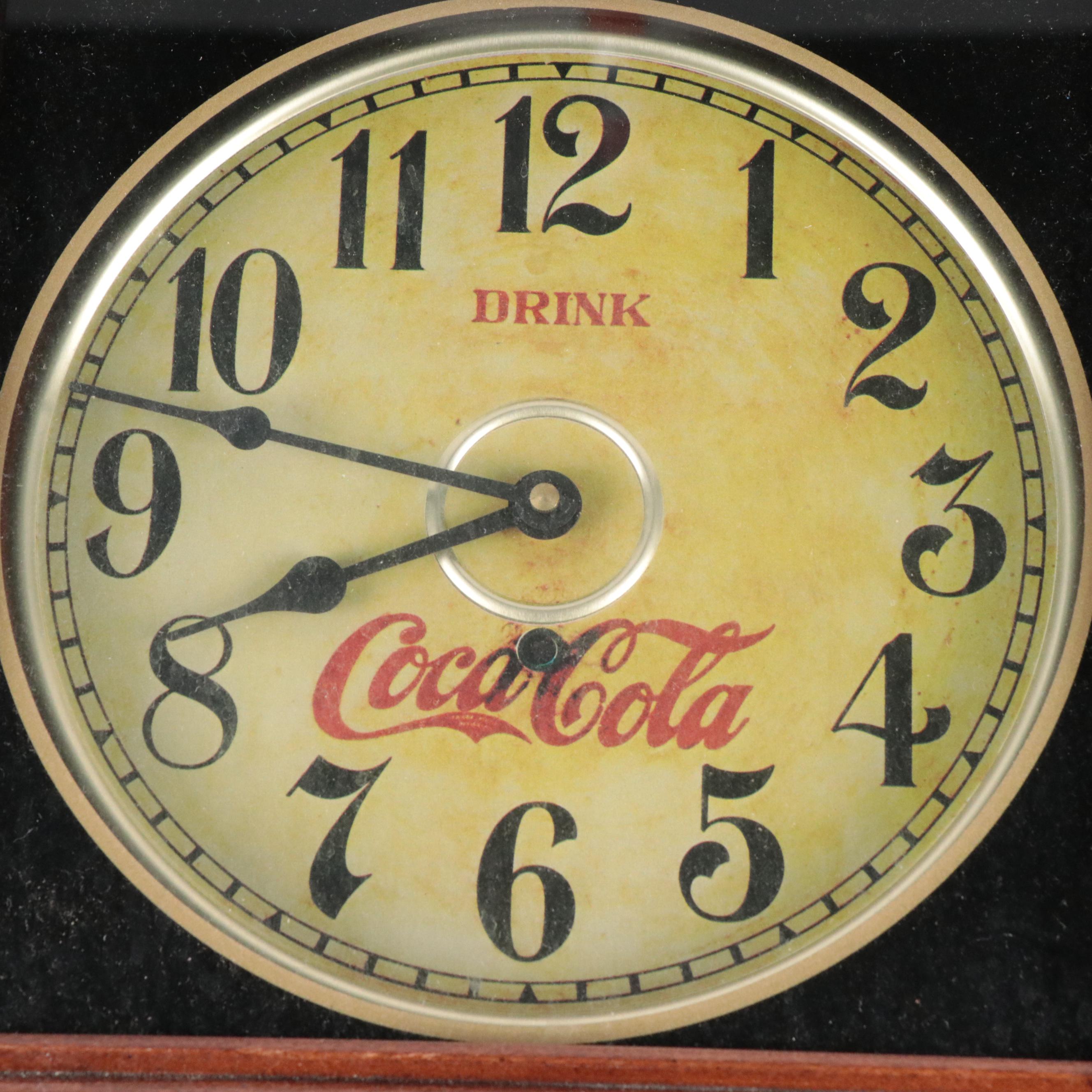 CocaCola Wooden Advertising Wall Clock, Late 20th Century Everything
