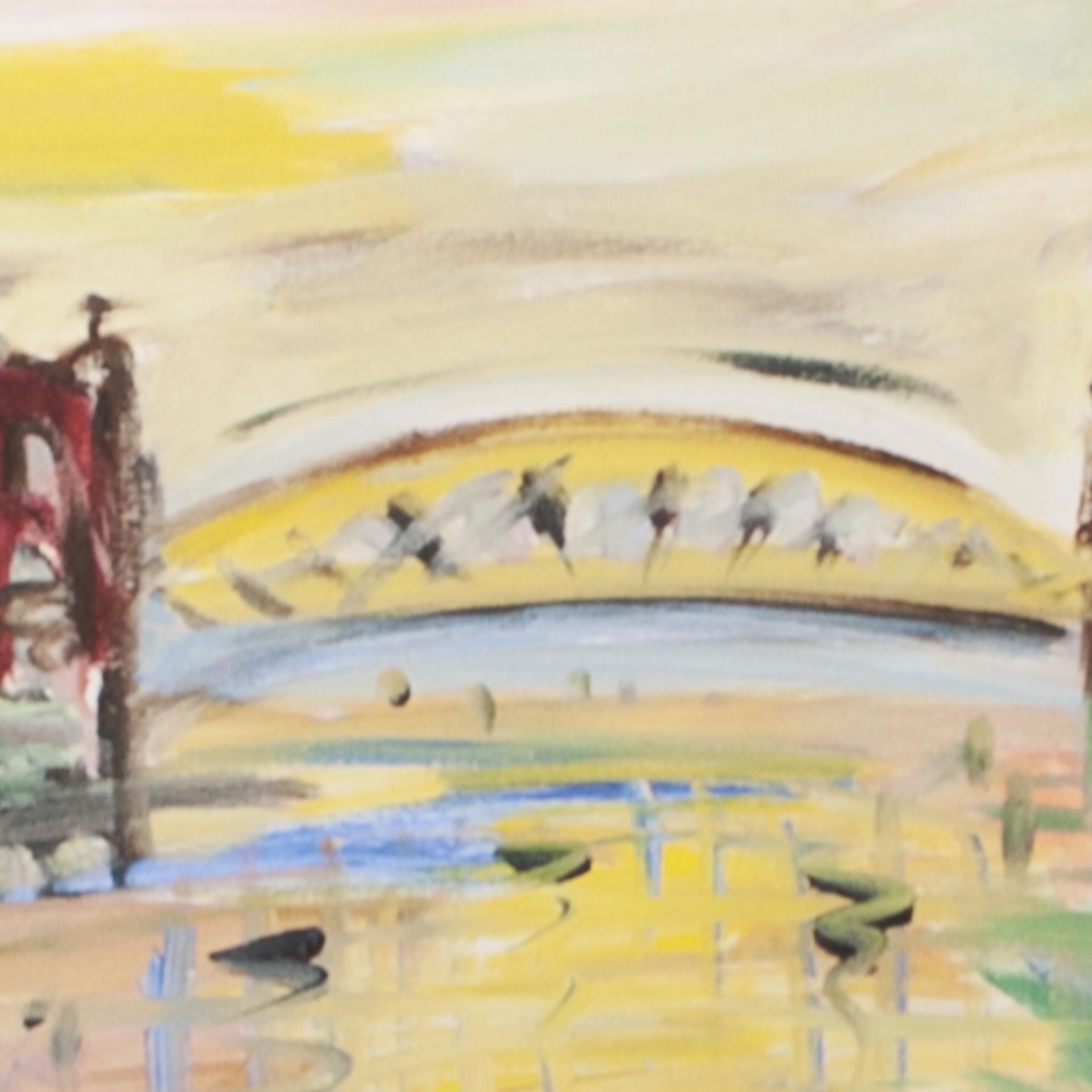 Giclée River Landscape with Bridge After Beverly Erschell