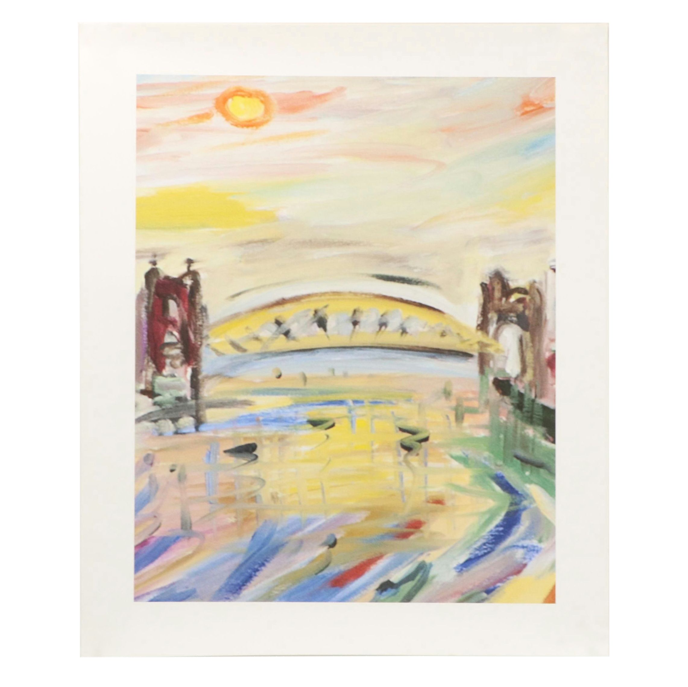 Giclée River Landscape with Bridge After Beverly Erschell