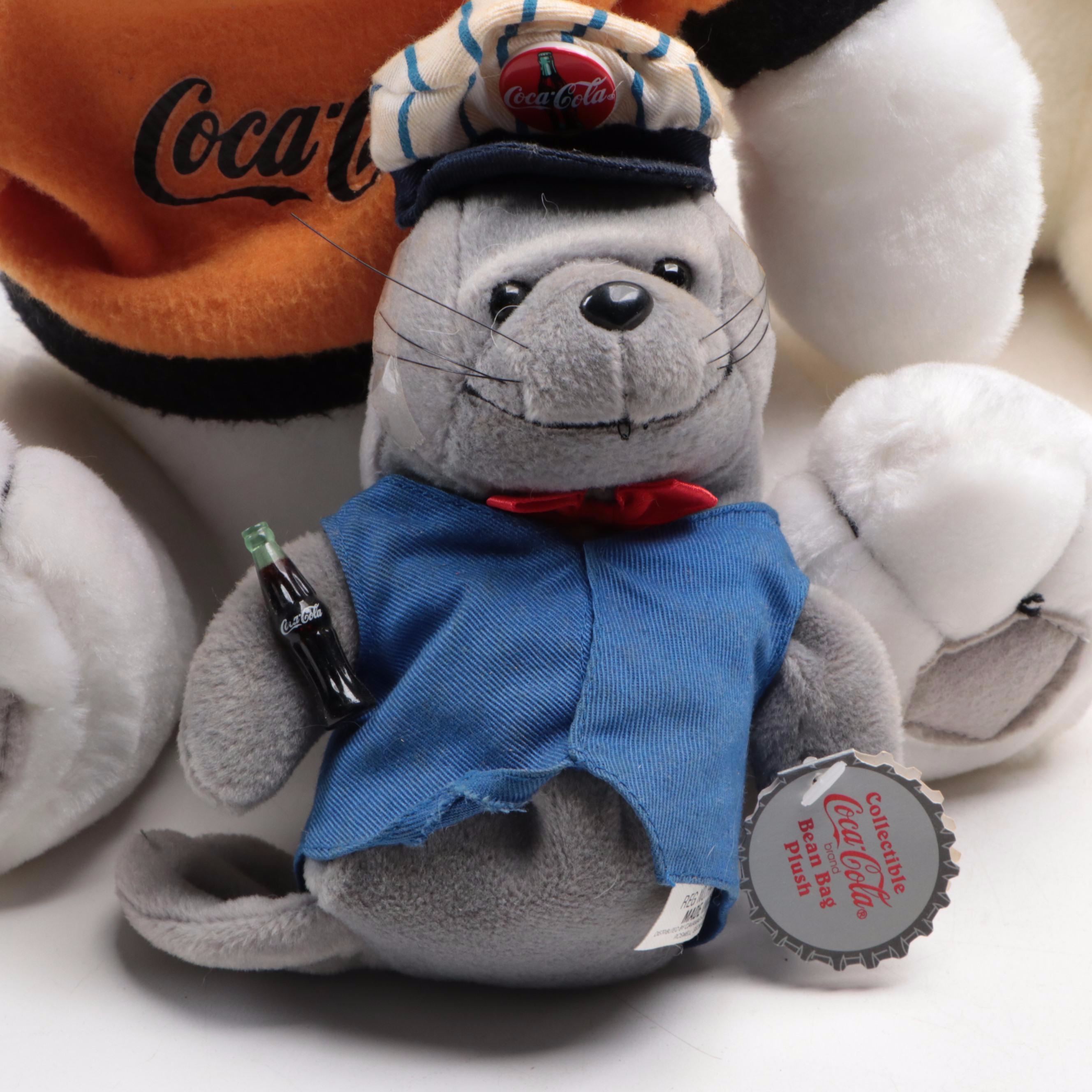 Coca-Cola Stuffed Bears and Other Plush and Beanbag Animals with Display Shelf