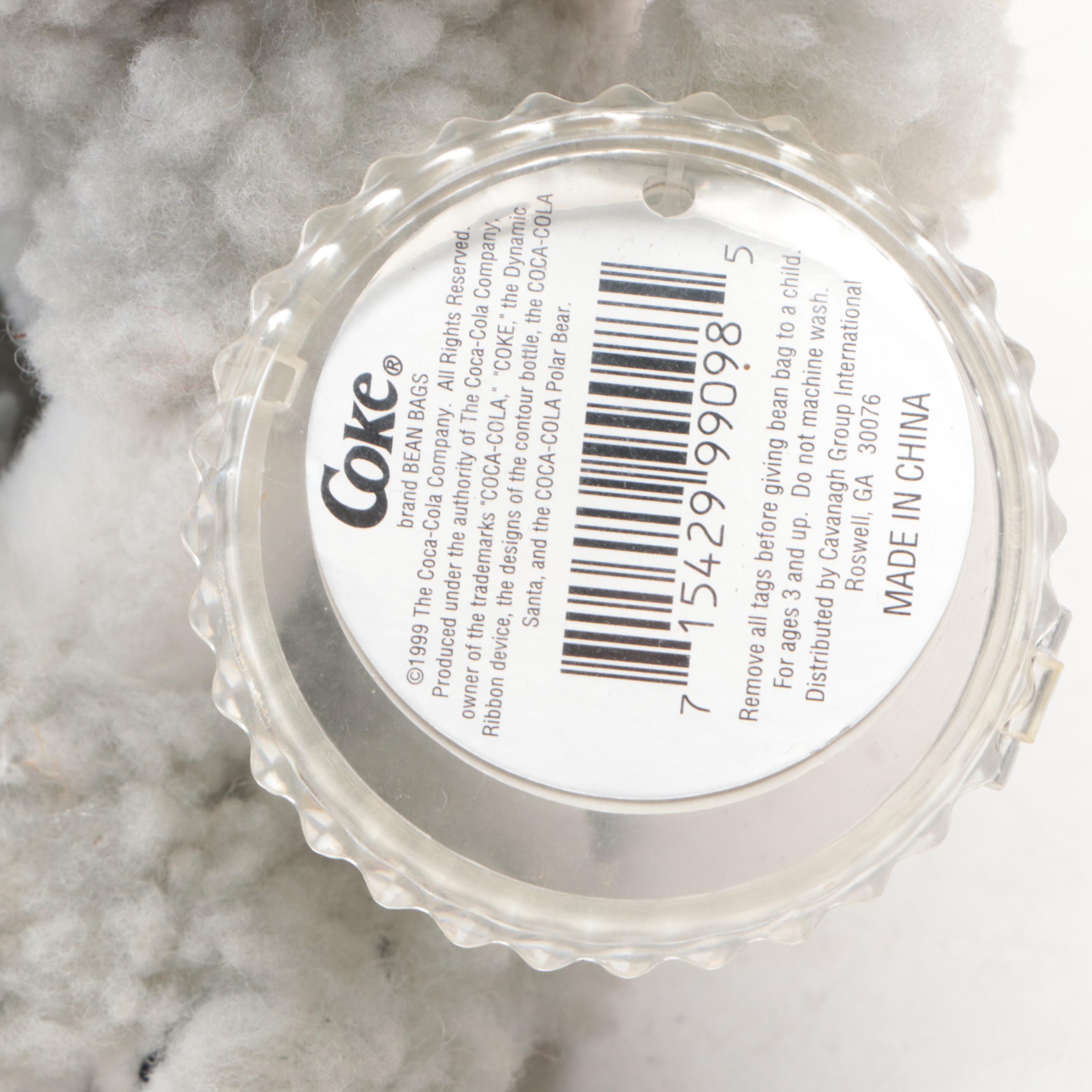 Coca-Cola Stuffed Bears and Other Plush and Beanbag Animals with Display Shelf