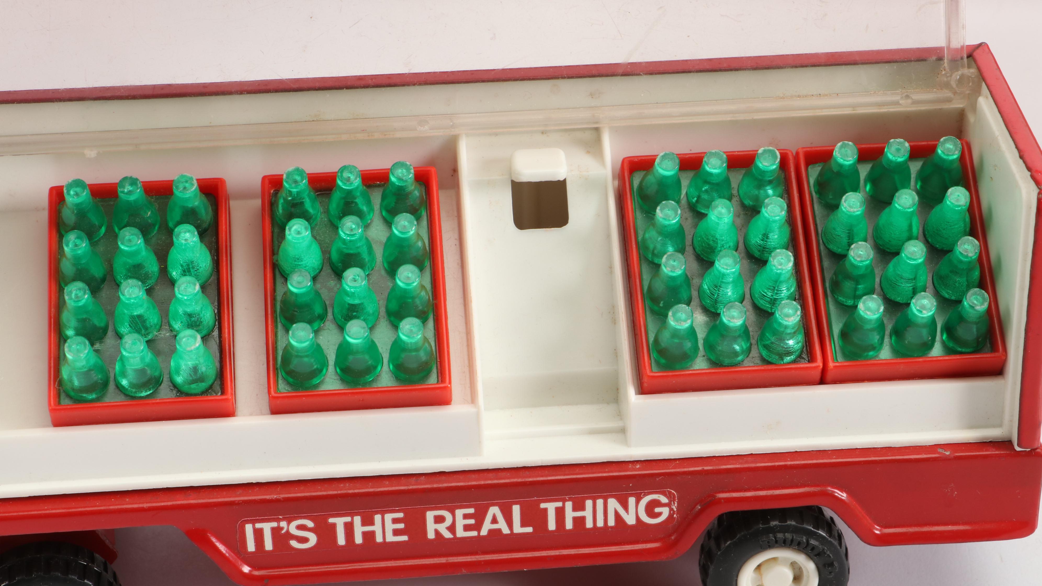 Coca-Cola Diecast Semi-Trucks, Delivery Trucks, Speedboat and Painted Wood Truck