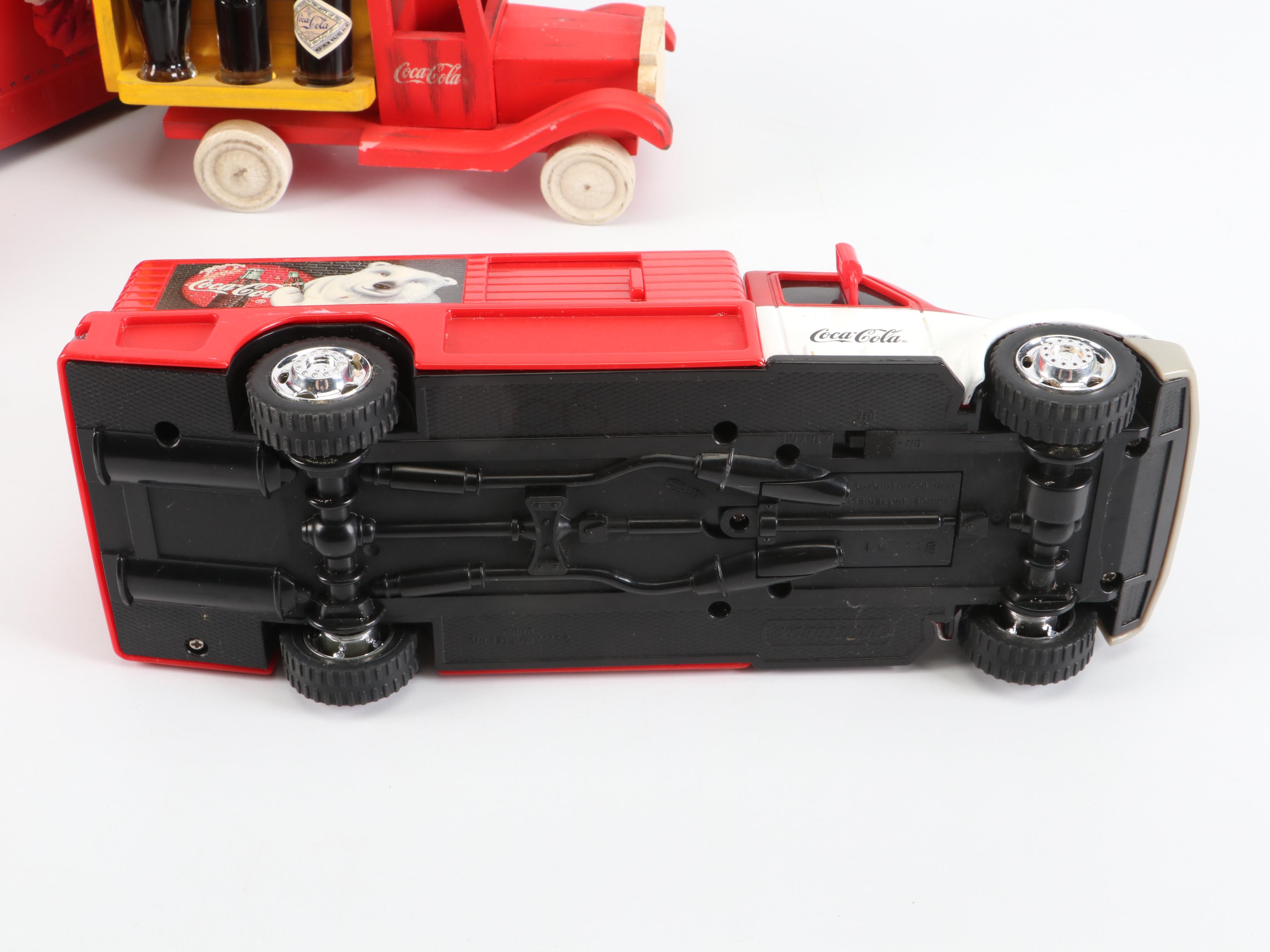 Coca-Cola Diecast Semi-Trucks, Delivery Trucks, Speedboat and Painted Wood Truck